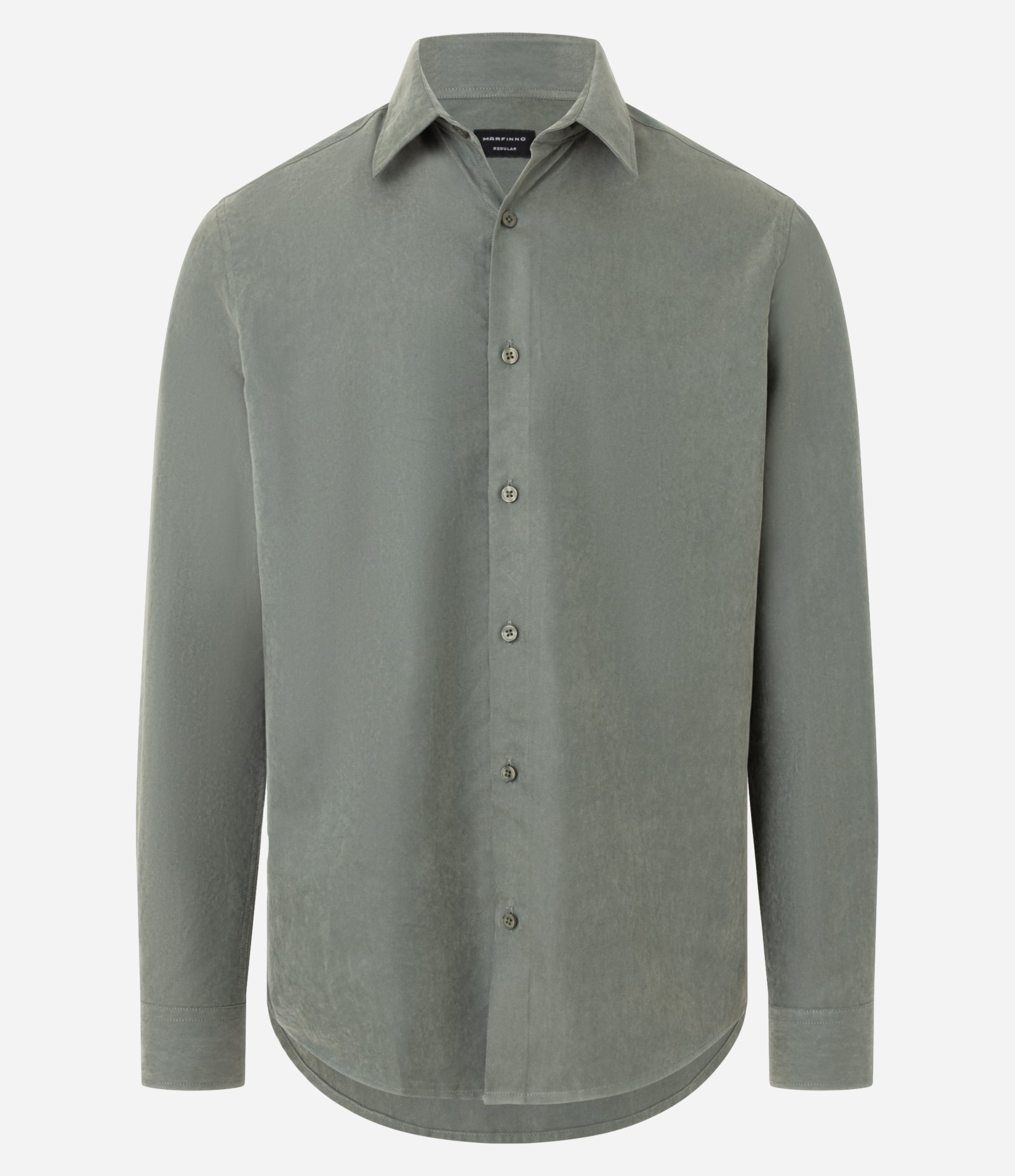 Camisa Regular em Sarja com Abotoamento Verde 5