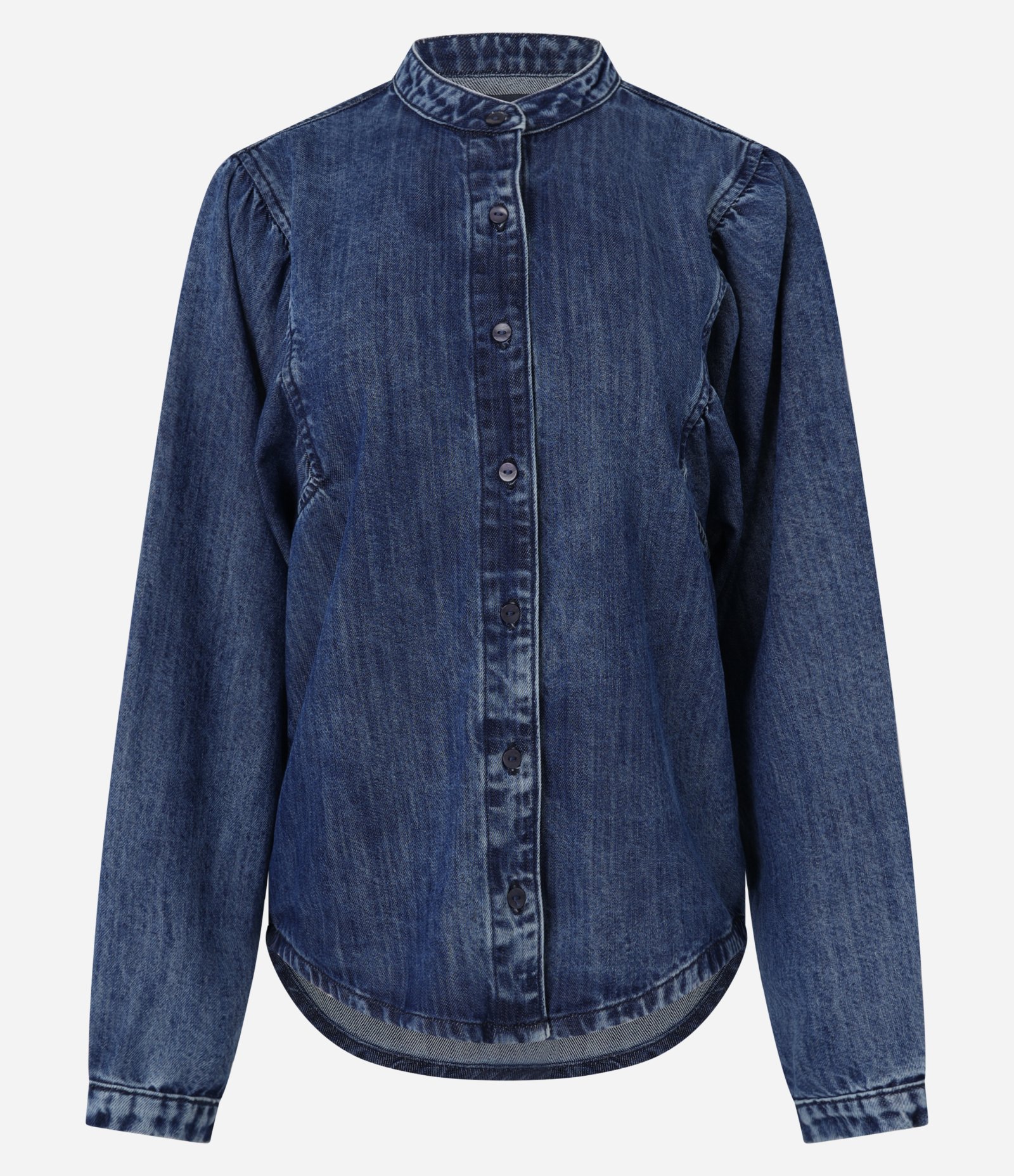 Camisa Jeans com Manga Bufante Azul 1