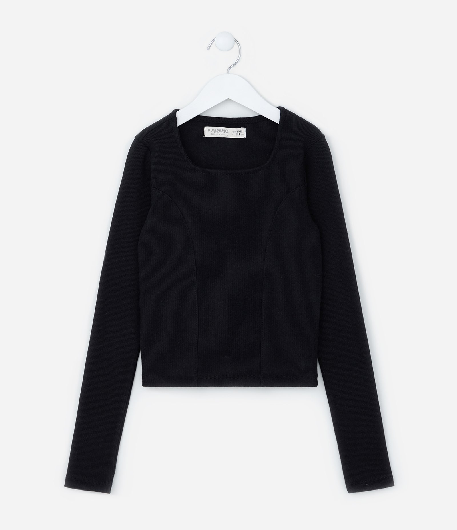 Blusa Curta Infantil Canelada - Tam 5 a 14 Anos Preto 1