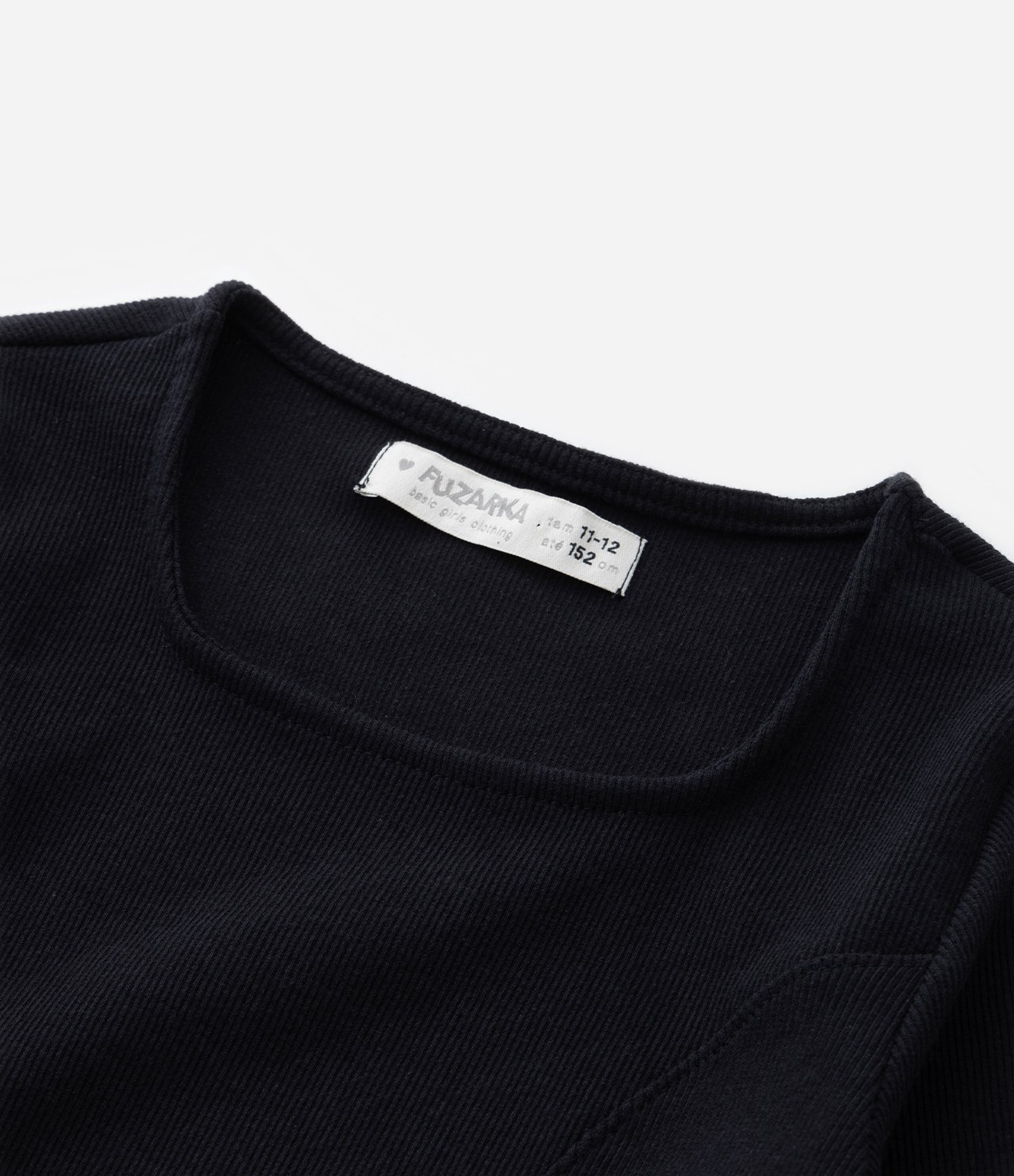 Blusa Curta Infantil Canelada - Tam 5 a 14 Anos Preto 4