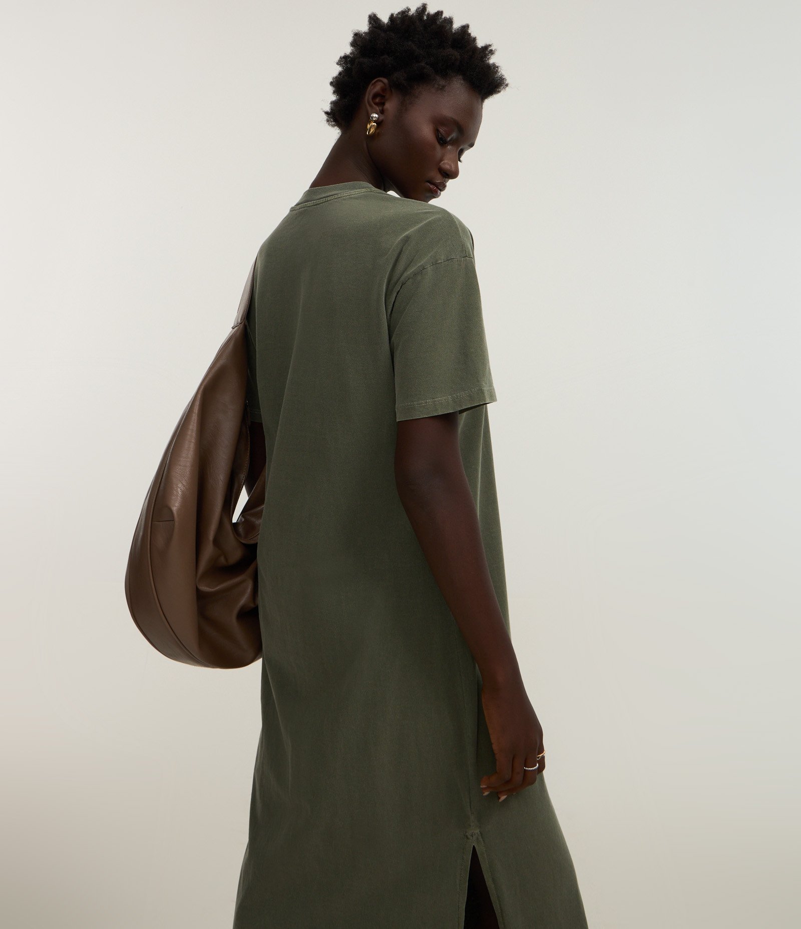 Vestido New Midi em Algodão com Fenda Lateral Verde 2