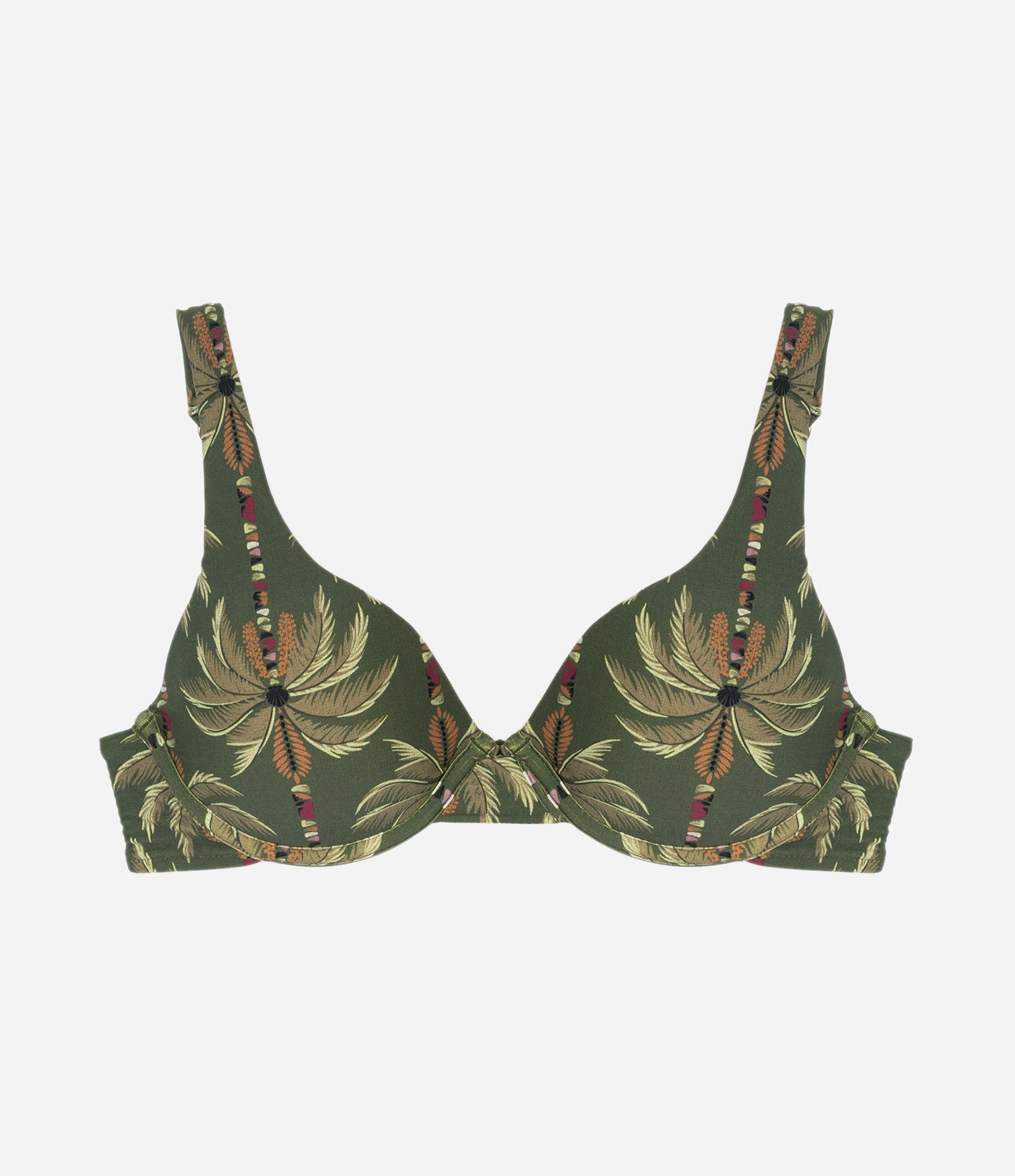 Biquíni Top Meia Taça em Poliamida com Estampa Coqueiros Verde 5