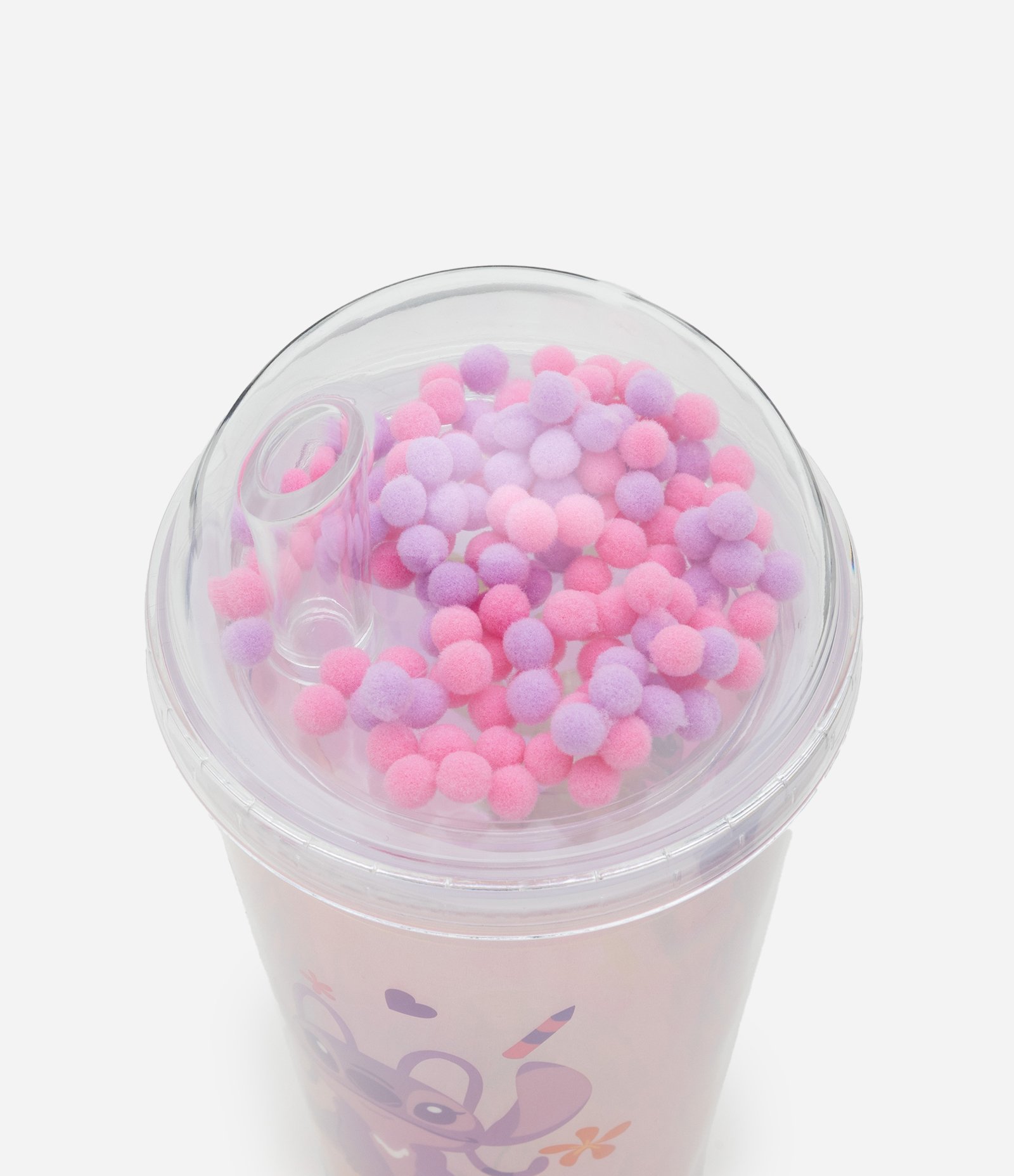 Copo com Canudo Reutilizável e Estampa Angel Rosa/ Roxo 2