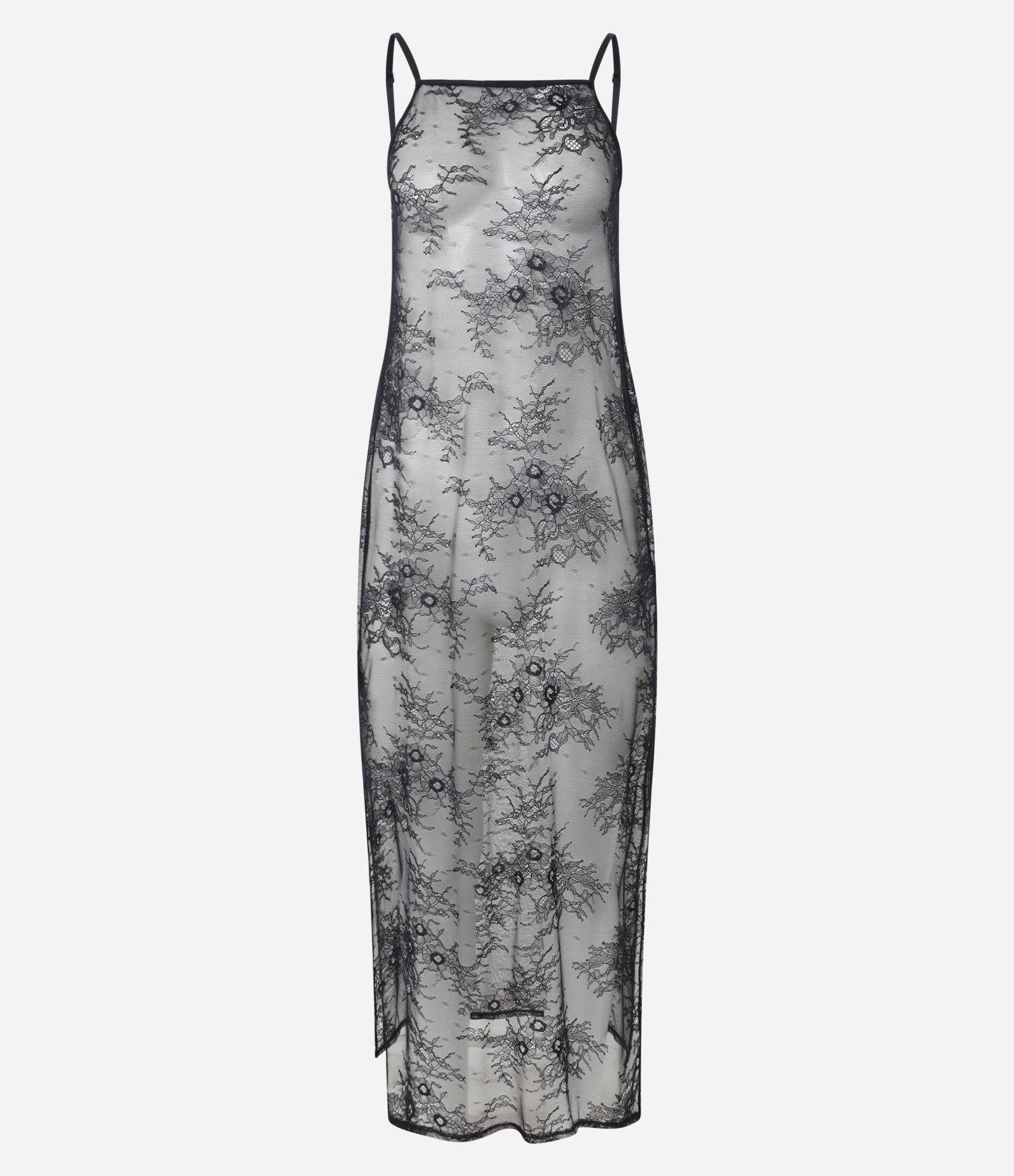 Camisola Alcinha em Laise com Textura Floral Preto 4