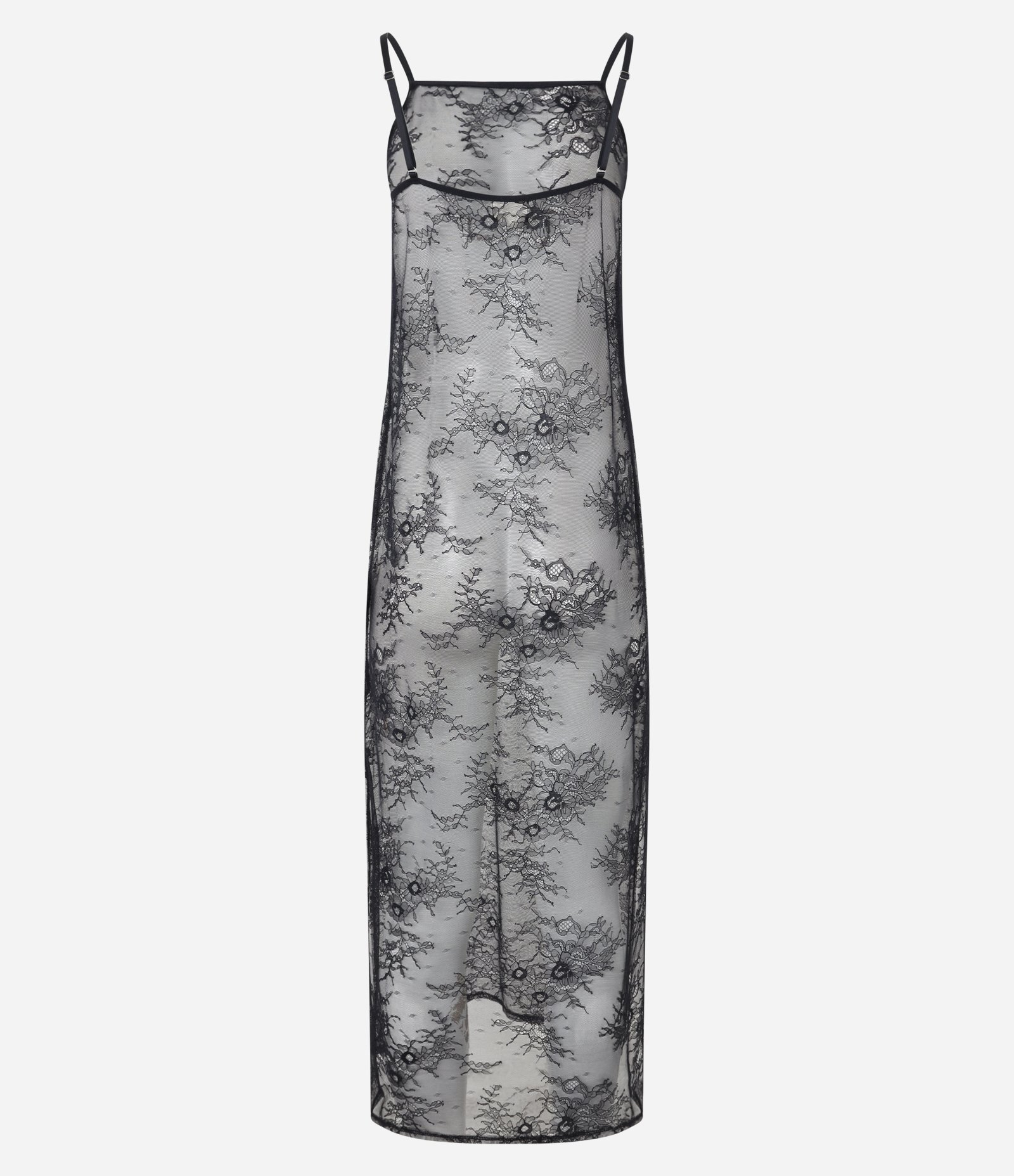 Camisola Alcinha em Laise com Textura Floral Preto 6