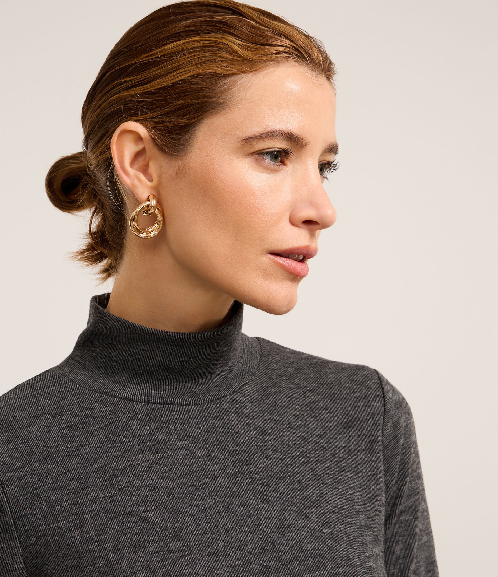 Suéter em Tricô com Gola Alta com Fundo Mescla Cinza 5