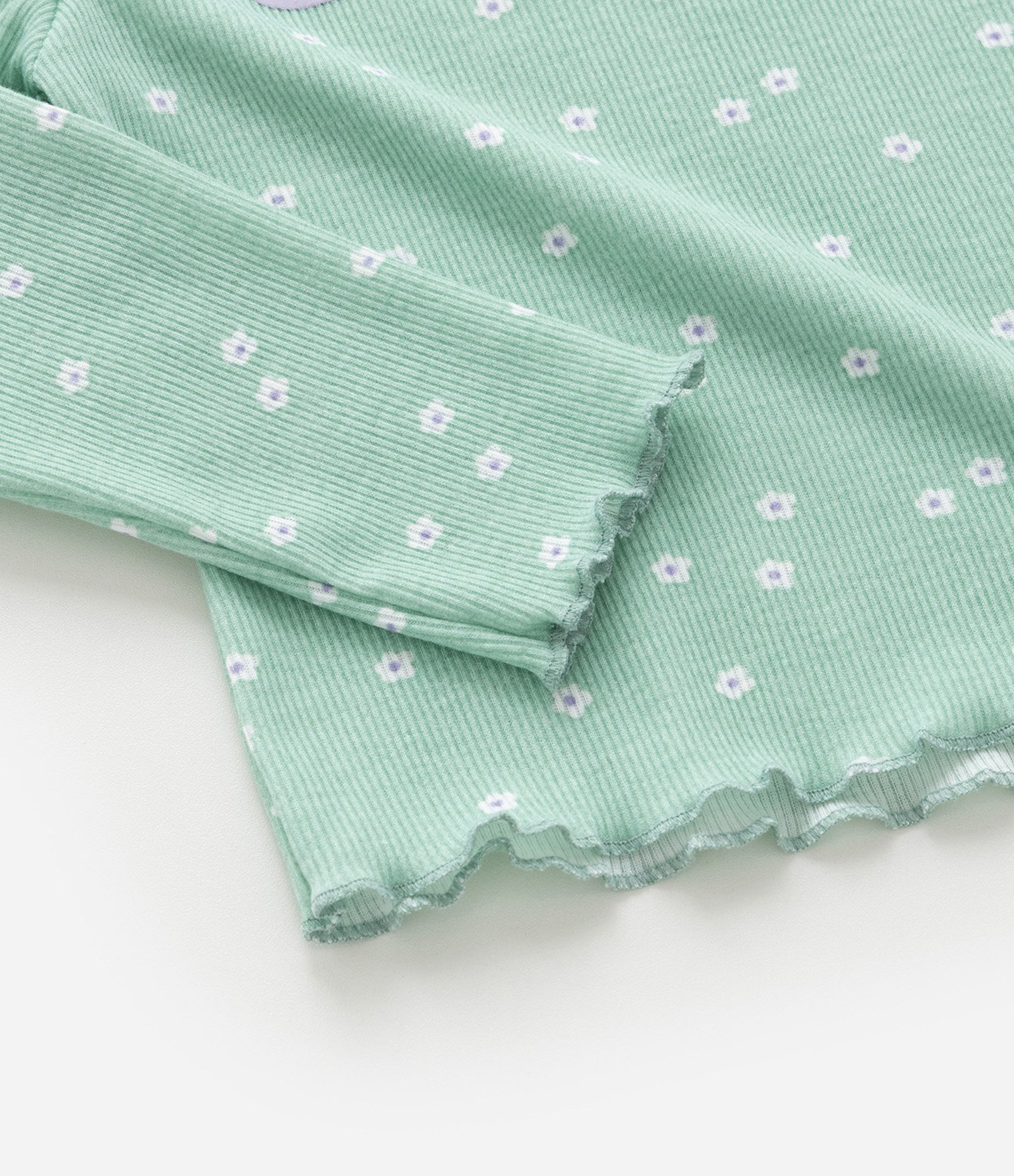 Pijama Infantil em Ribana Bordado e Babados - Tam 2 a 4 Anos Verde 6