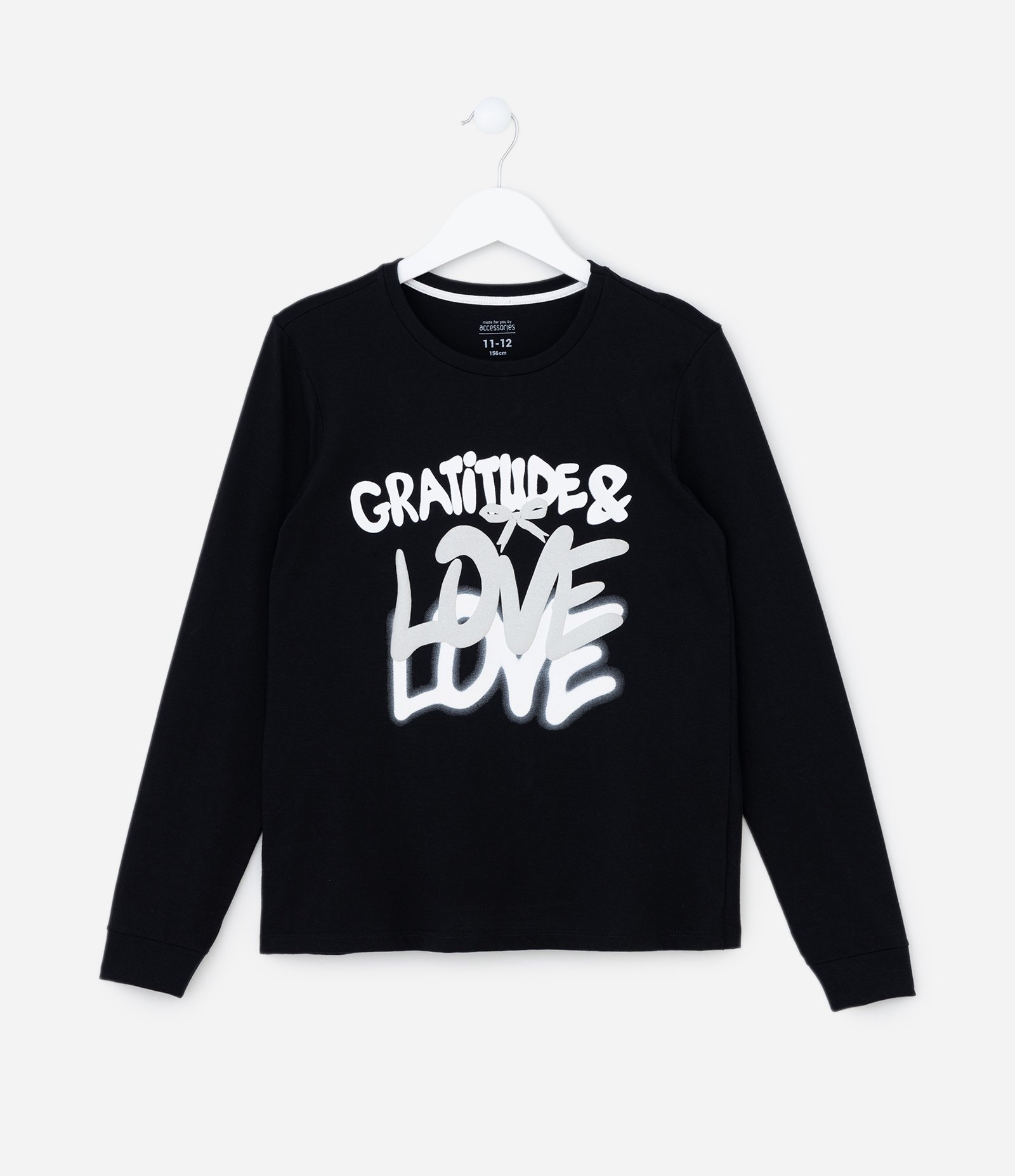 Pijama Longo Infantil com Estampa Lettering Gratife Preto/Branco 2