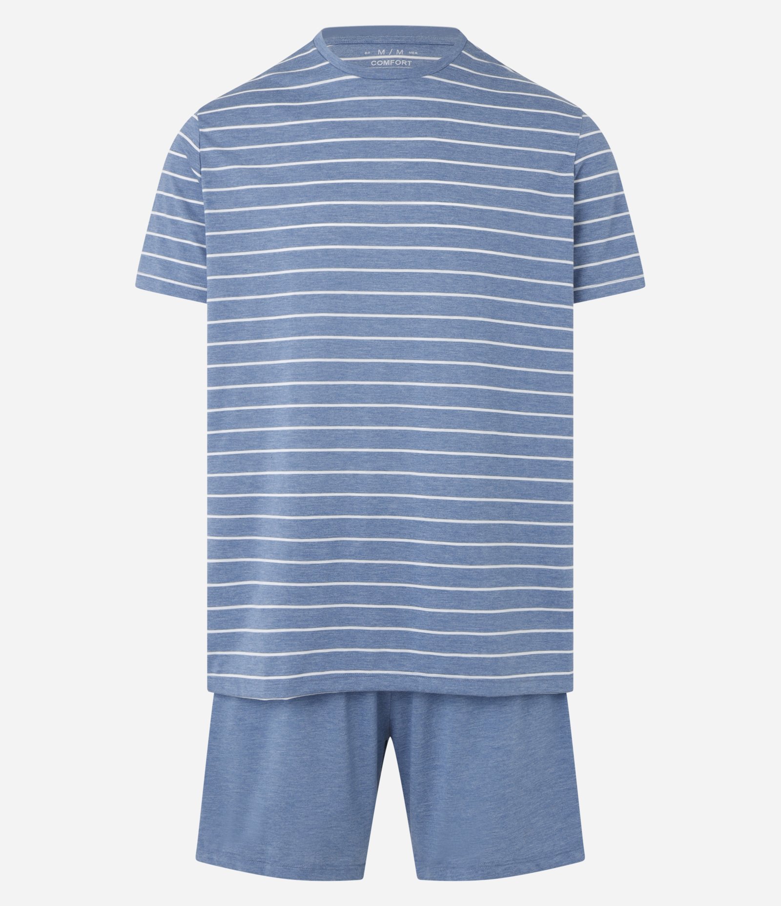 Pijama Curto em Poliviscose com Estampa Listrada Azul 1