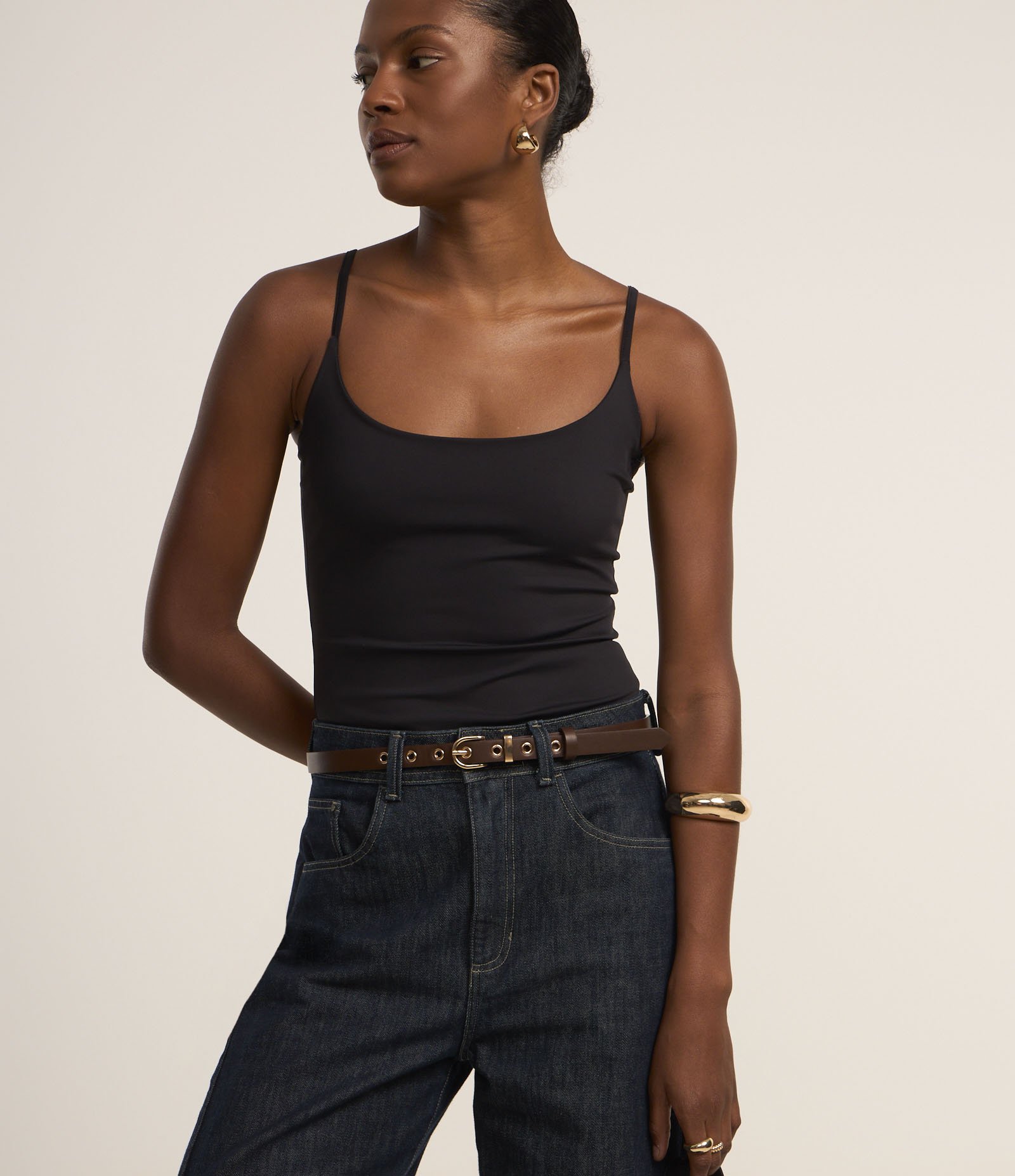 Body em Poliamida com Alças Finas e Decote U Preto 1