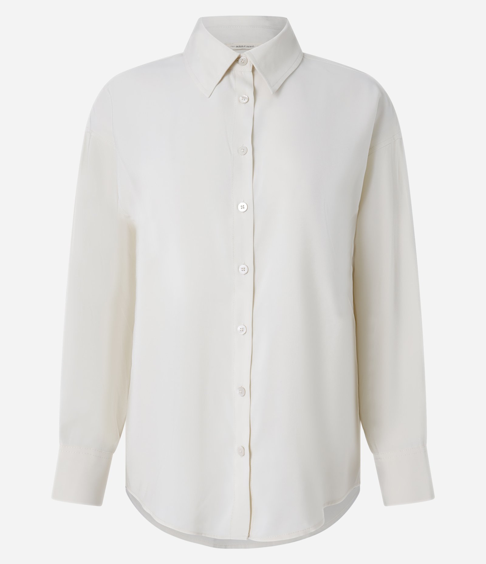 Camisa Ampla em Cupro com Abotoamento Bege 5