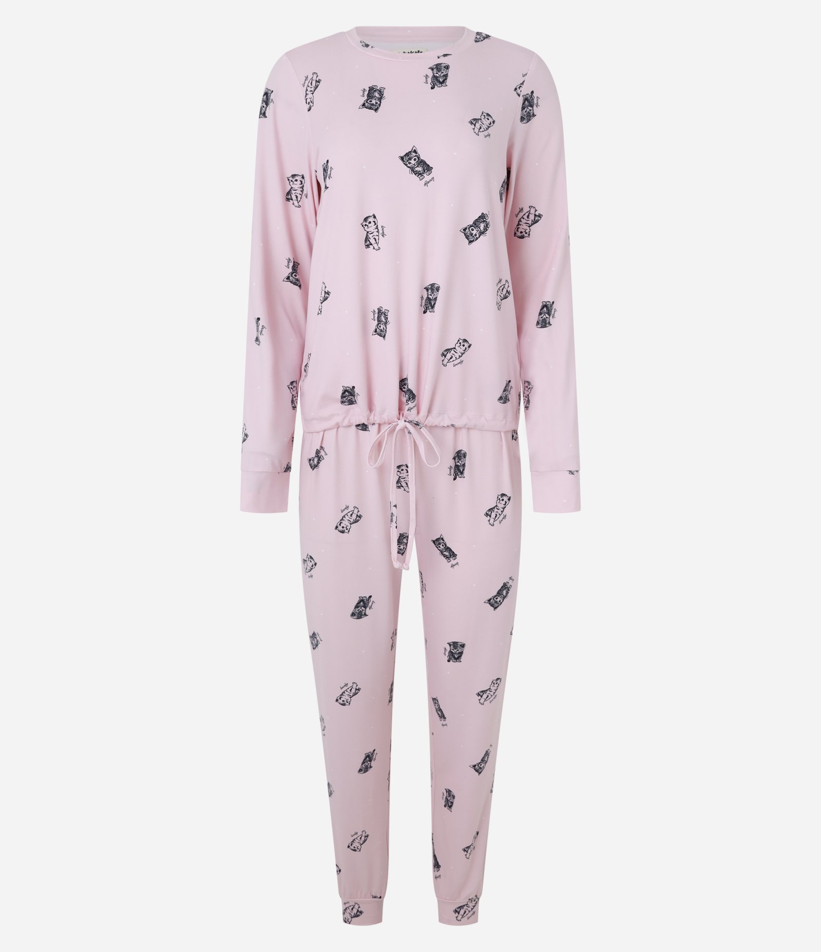 Pijama Longo com Estampa de Gatinhos Rosa 4