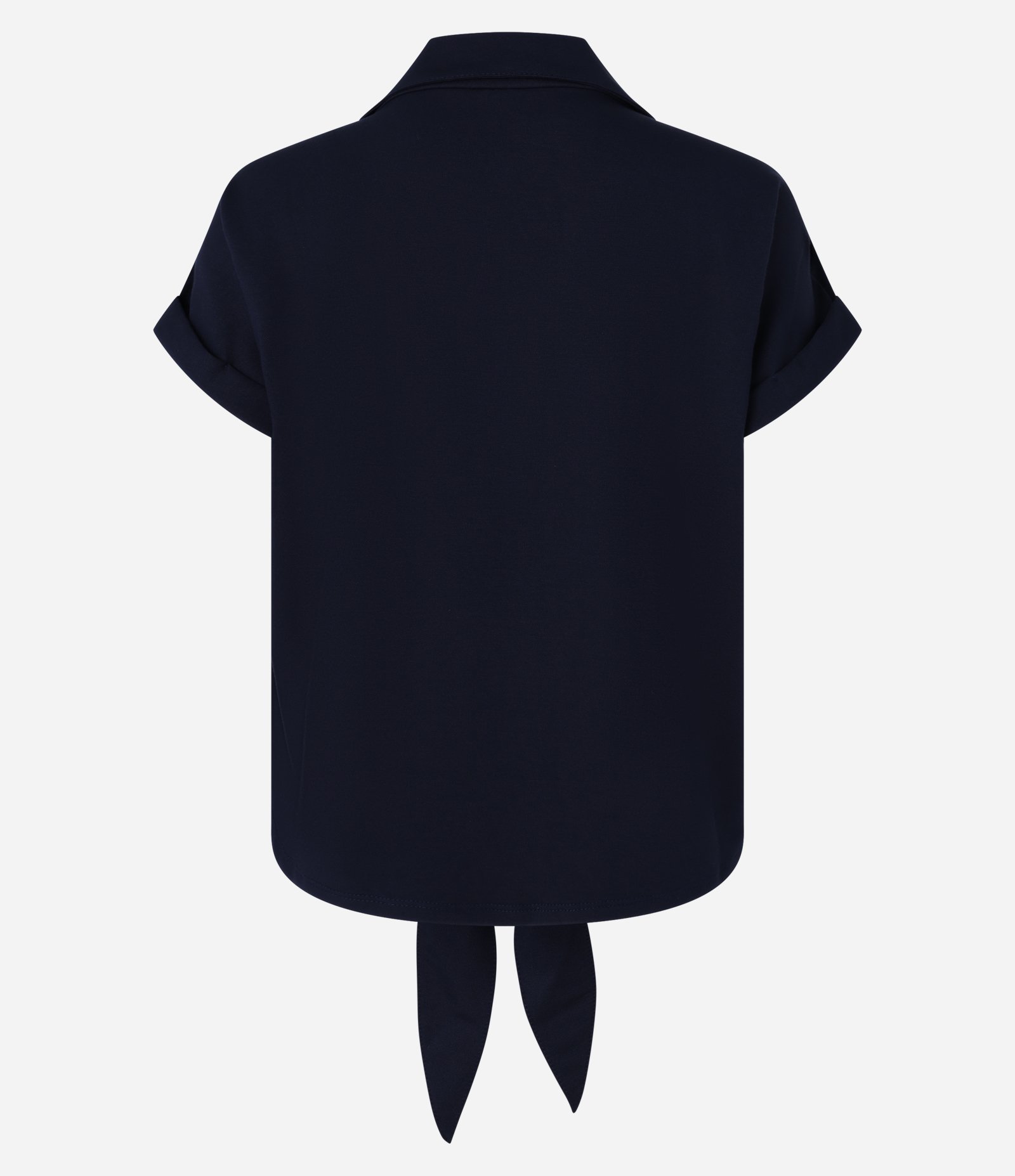 Camisa em Piquet com Amarração Laço na Barra Azul Escuro 6