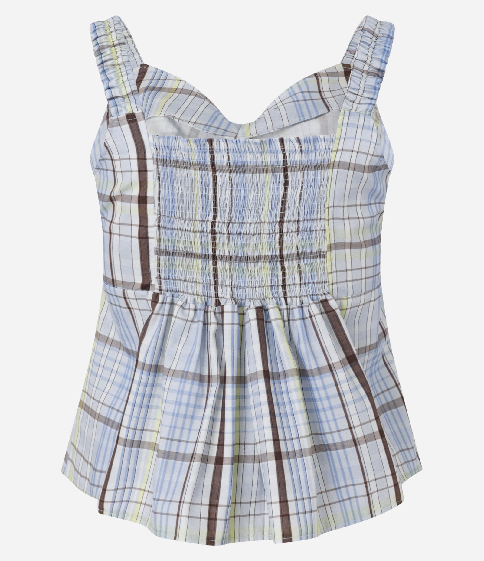 Blusa sem Mangas em Tricoline com Estampa Xadrez Azul 6