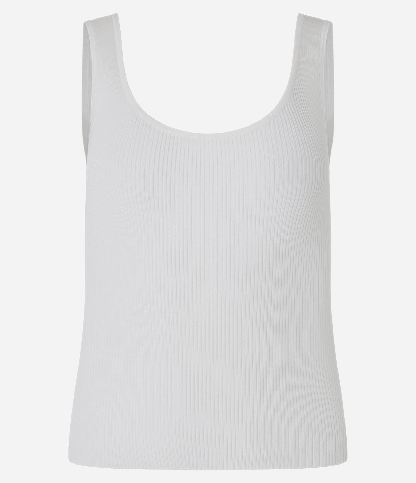 Blusa Canelada em Ribana com Decote U Branco 5