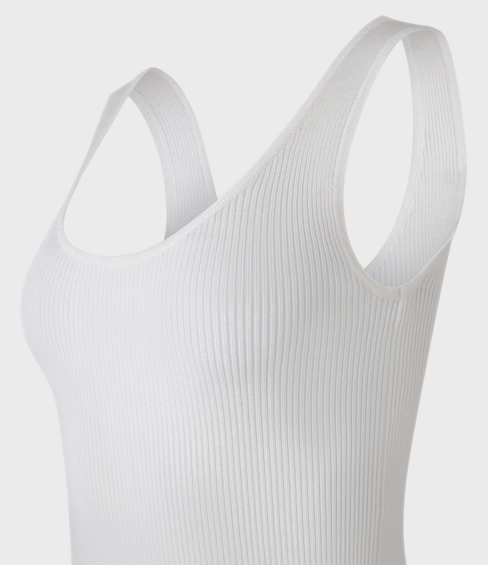 Blusa Canelada em Ribana com Decote U Branco 6