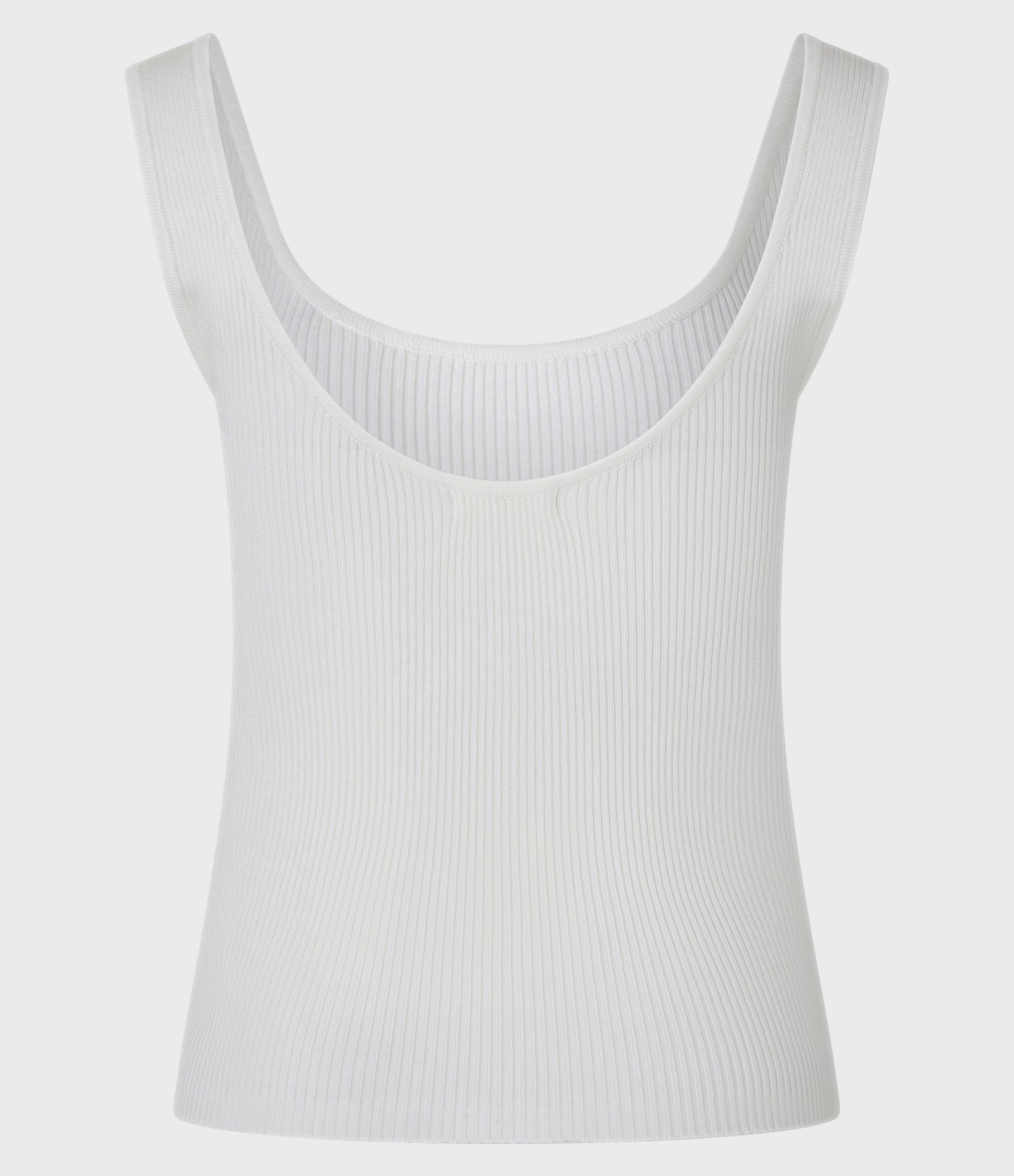 Blusa Canelada em Ribana com Decote U Branco 7