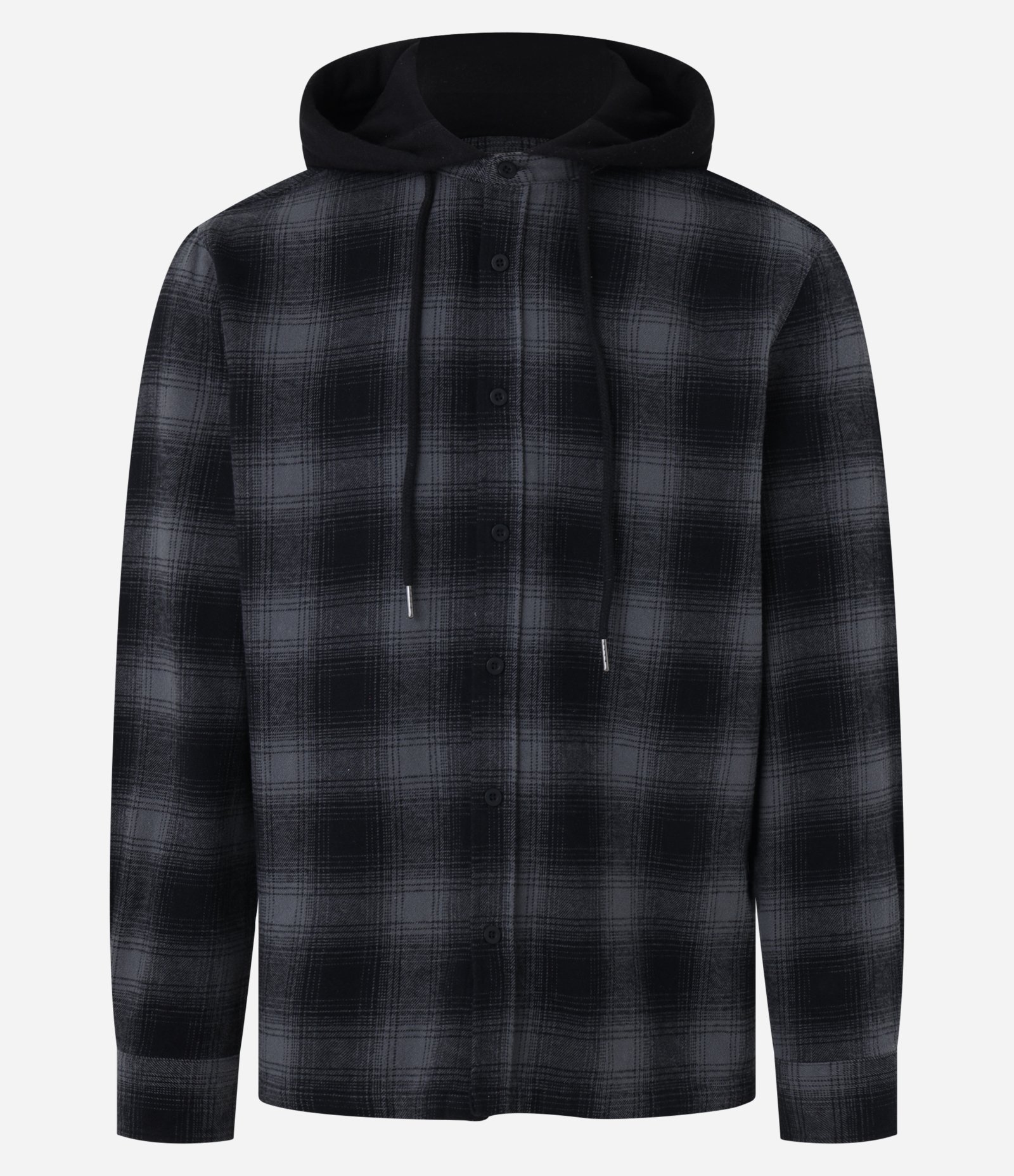 Camisa Comfort em Flanela Com Capuz Estampa Xadrez Preto 7