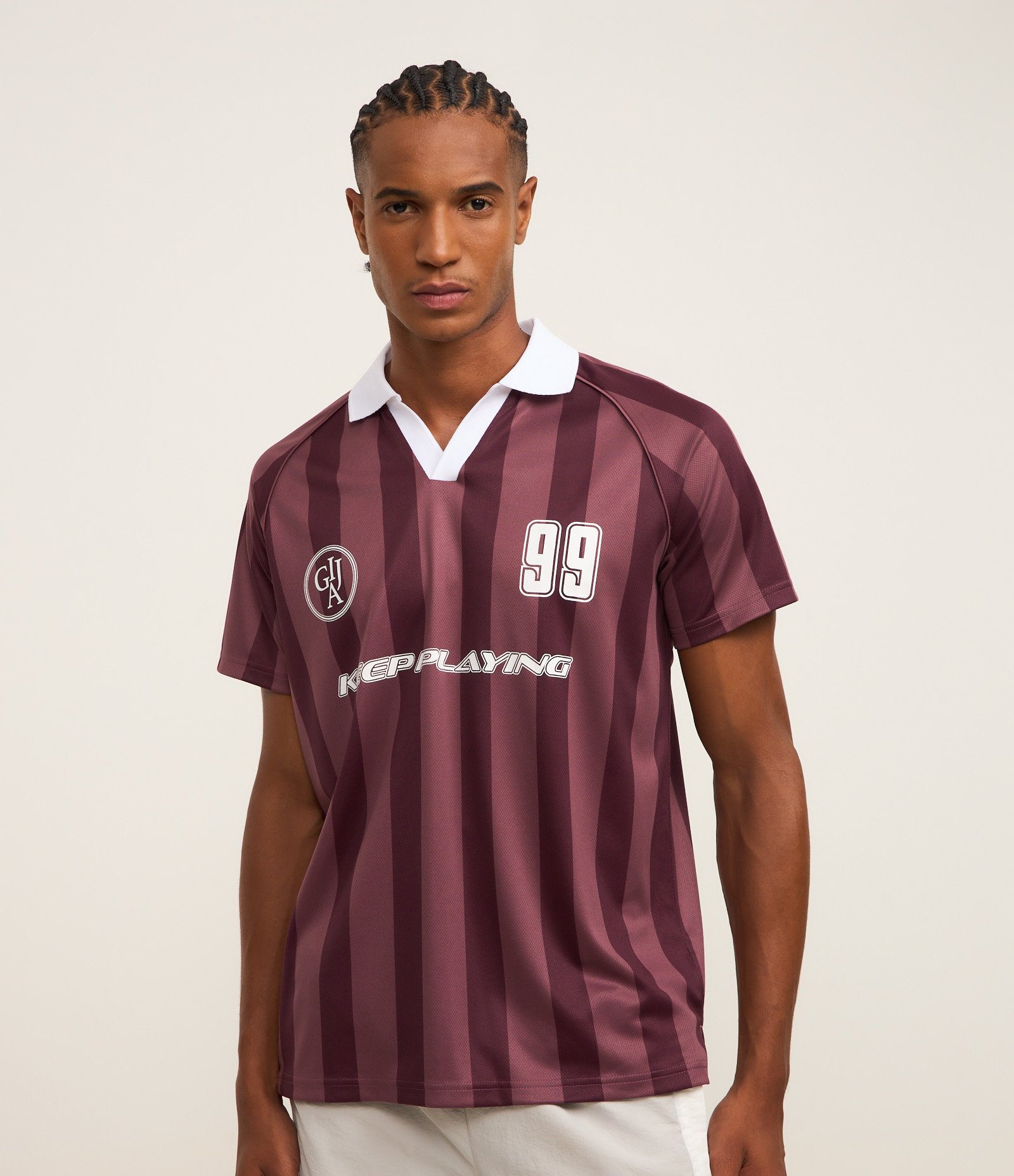 Camisa Esportiva Futebol em Tecnologia Dry com Gola Polo em Ribana Roxo 1