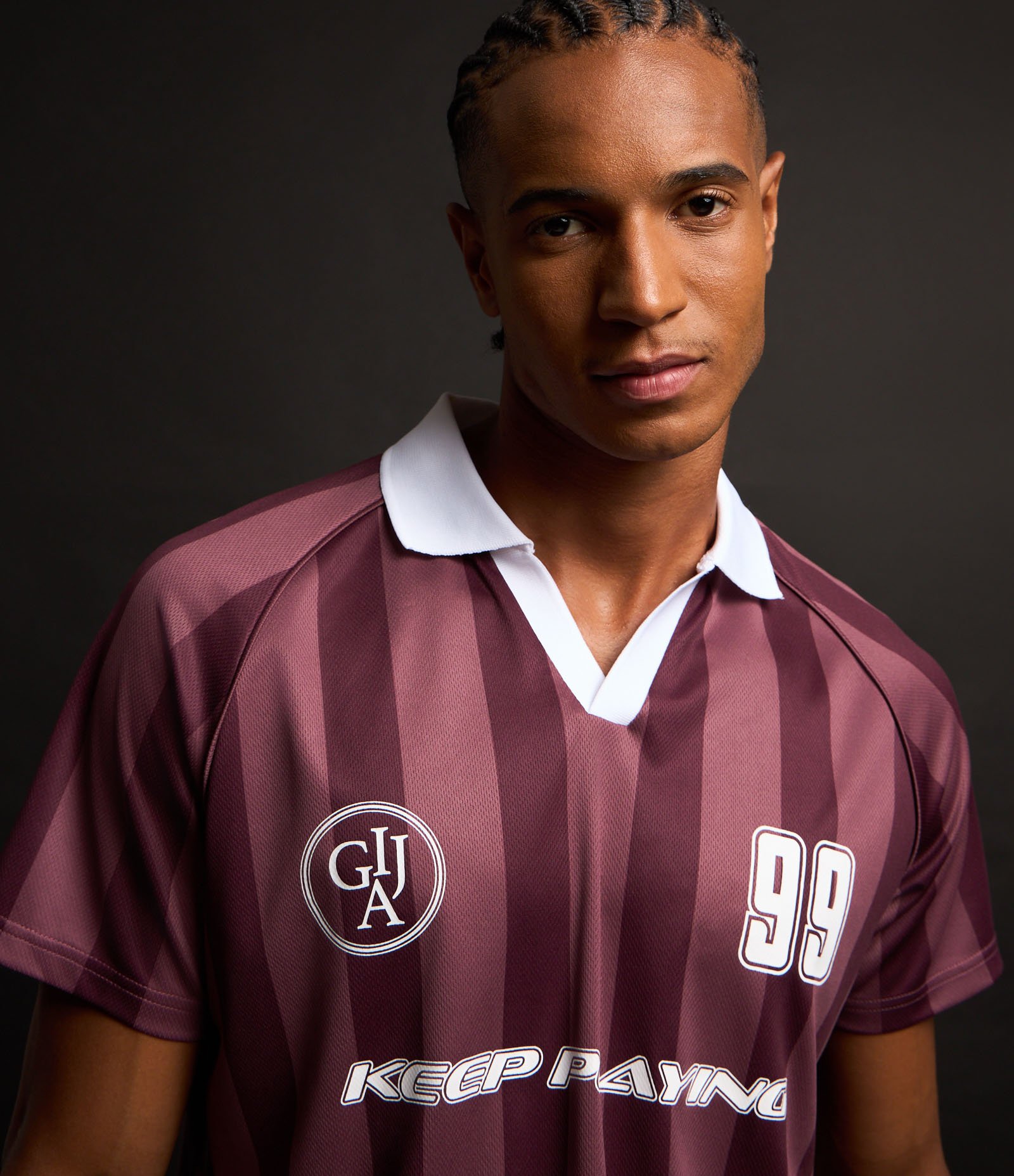 Camisa Esportiva Futebol em Tecnologia Dry com Gola Polo em Ribana Roxo 3