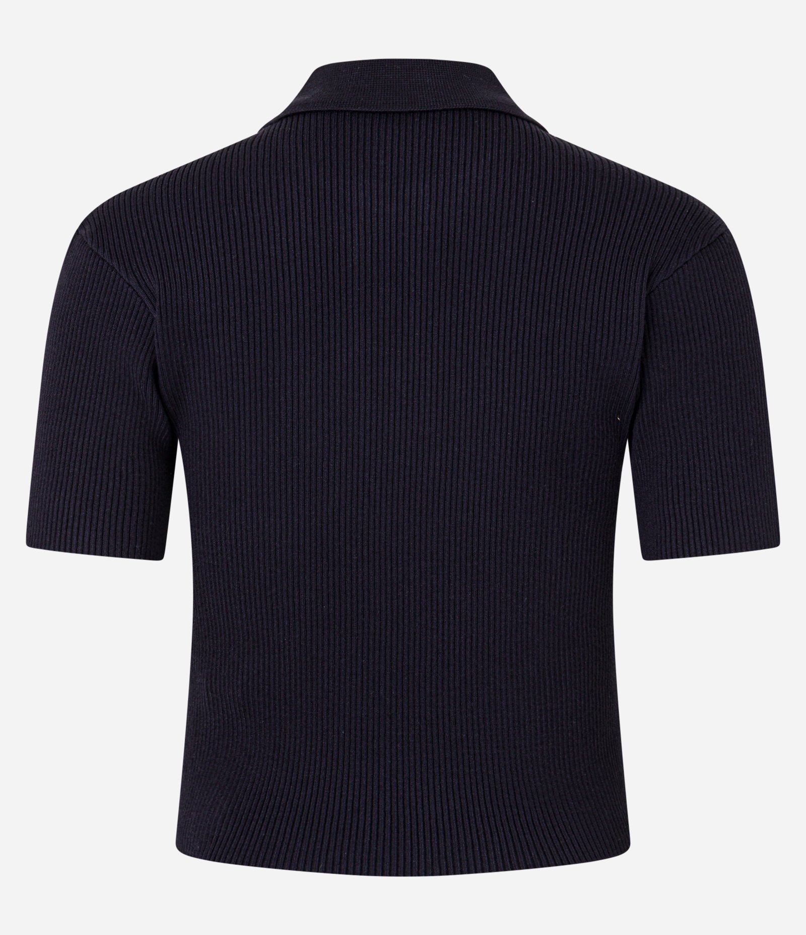 Blusa Polo em Tricô Caneladinha com Bolso no Peito Azul Marinho 3