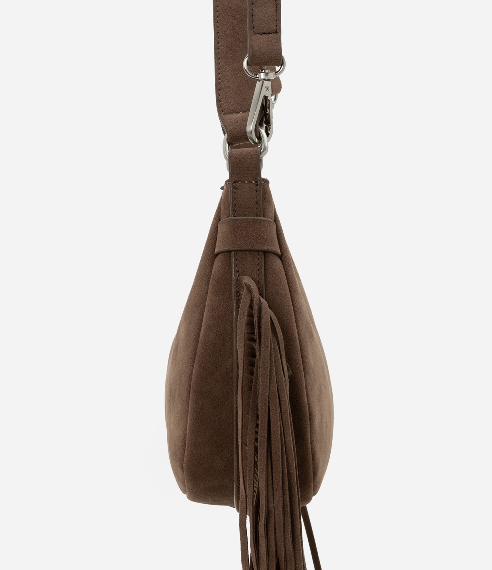 Bolsa Baguete Pequena com Franjas Longas Marrom 4
