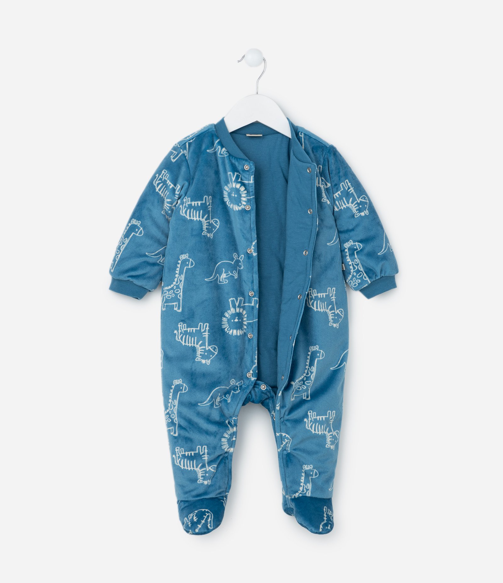 Macacão Infantil em Plush com Estampa Bichinhos - Tam 0 a 18 meses Azul 2