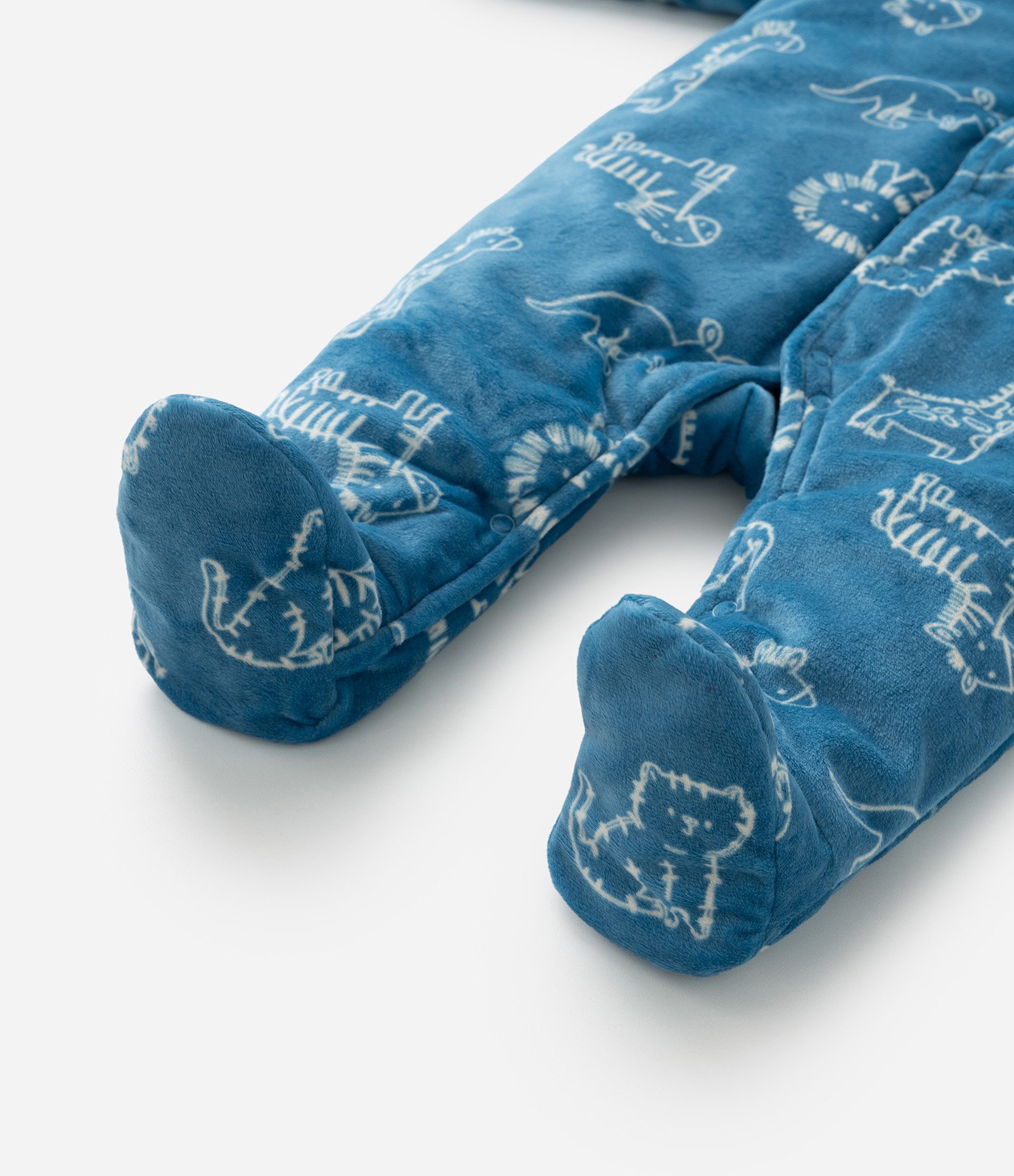 Macacão Infantil em Plush com Estampa Bichinhos - Tam 0 a 18 meses Azul 7