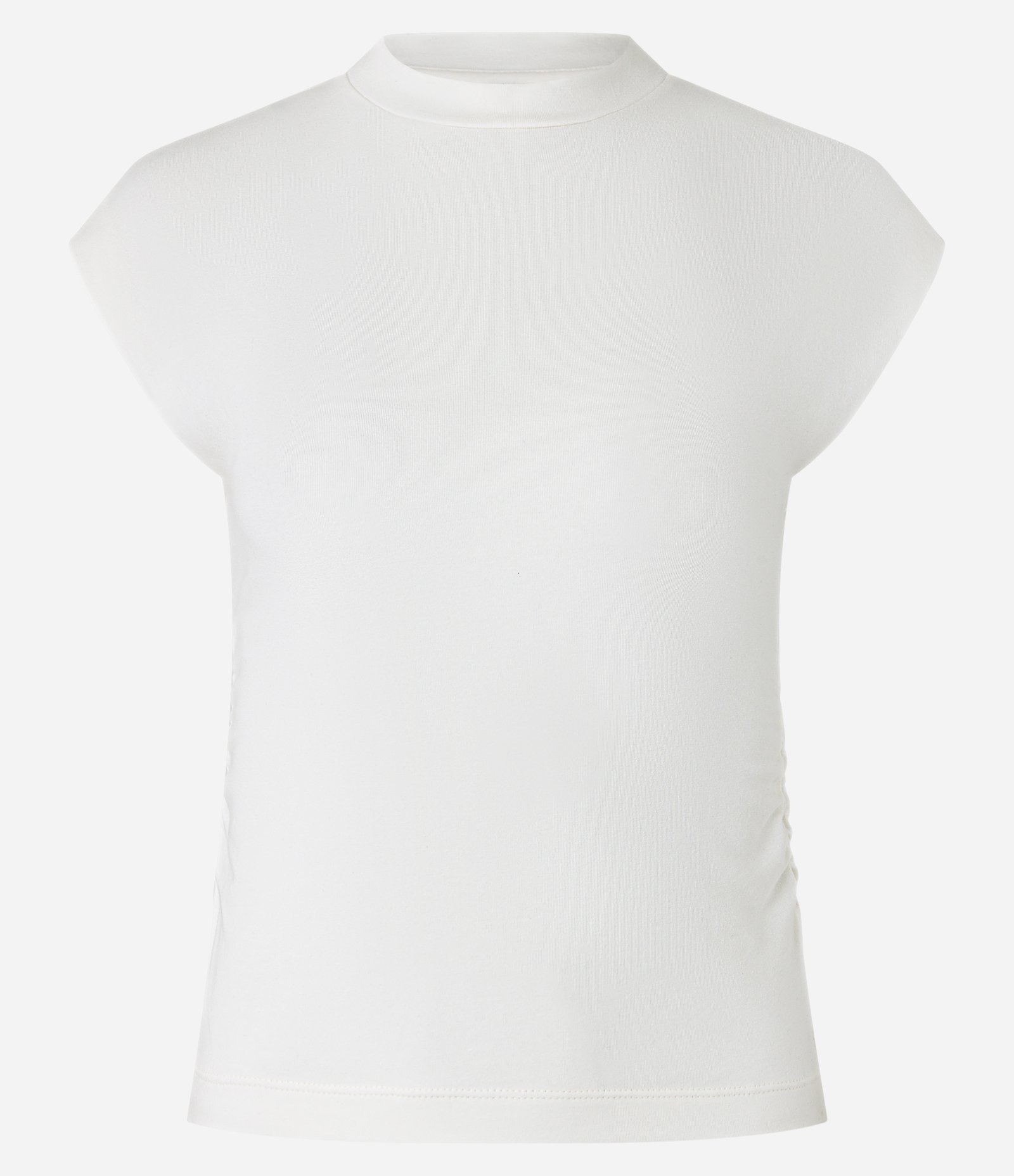 Blusa em Algodão com Gola Alta e Franzido na Lateral Branco 4