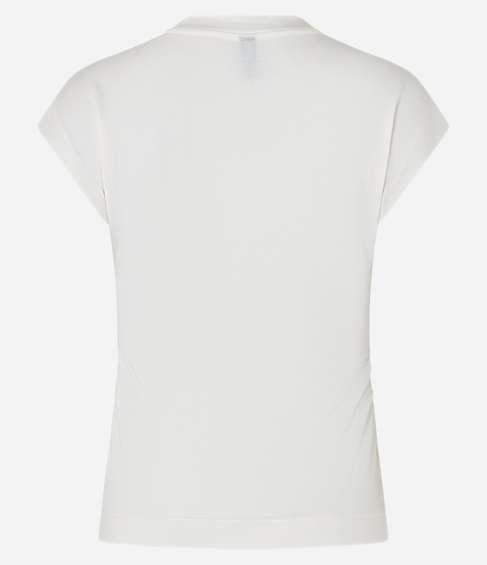 Blusa em Algodão com Gola Alta e Franzido na Lateral Branco 5