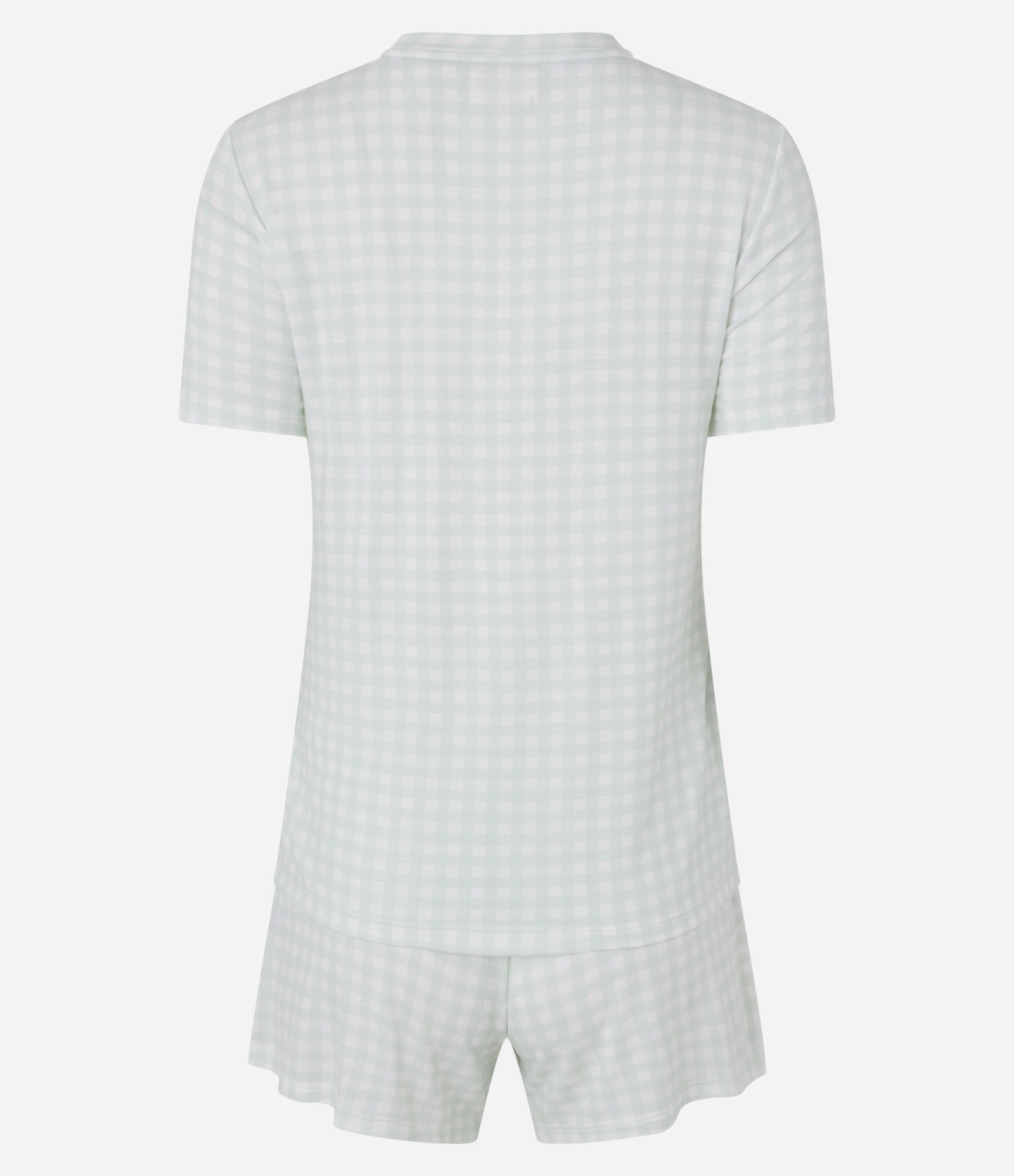 Pijama Short Doll em Viscolycra com Estampa Xadrez Verde/Branco 5