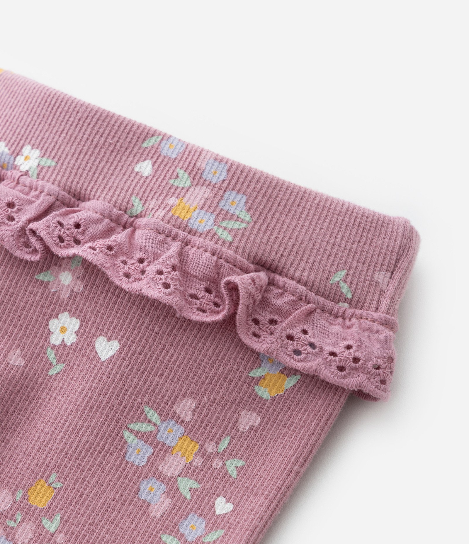 Calça Legging Infantil com Babadinho Borederie - Tam 0 a 18 meses Rosa 5