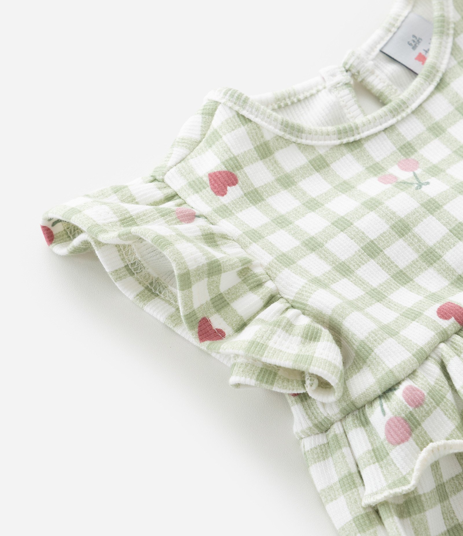 Macaquinho Infantil com Babadinhos e Estampa Xadrez - Tam RN a 18 meses Verde 8