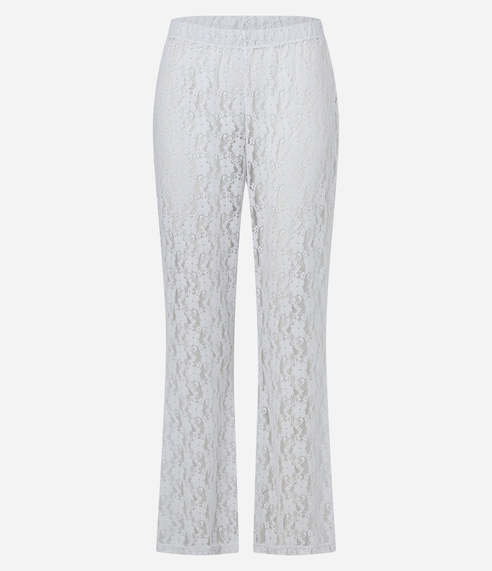 Calça Bailarina em Renda Texturizada e Cós Elástico Branco 5