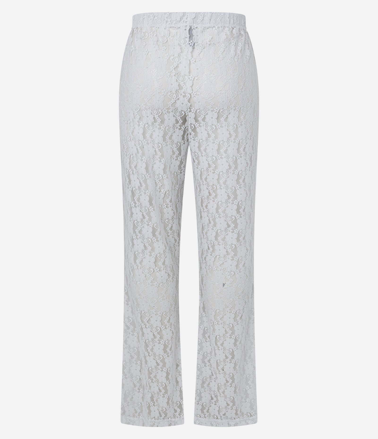 Calça Bailarina em Renda Texturizada e Cós Elástico Branco 6