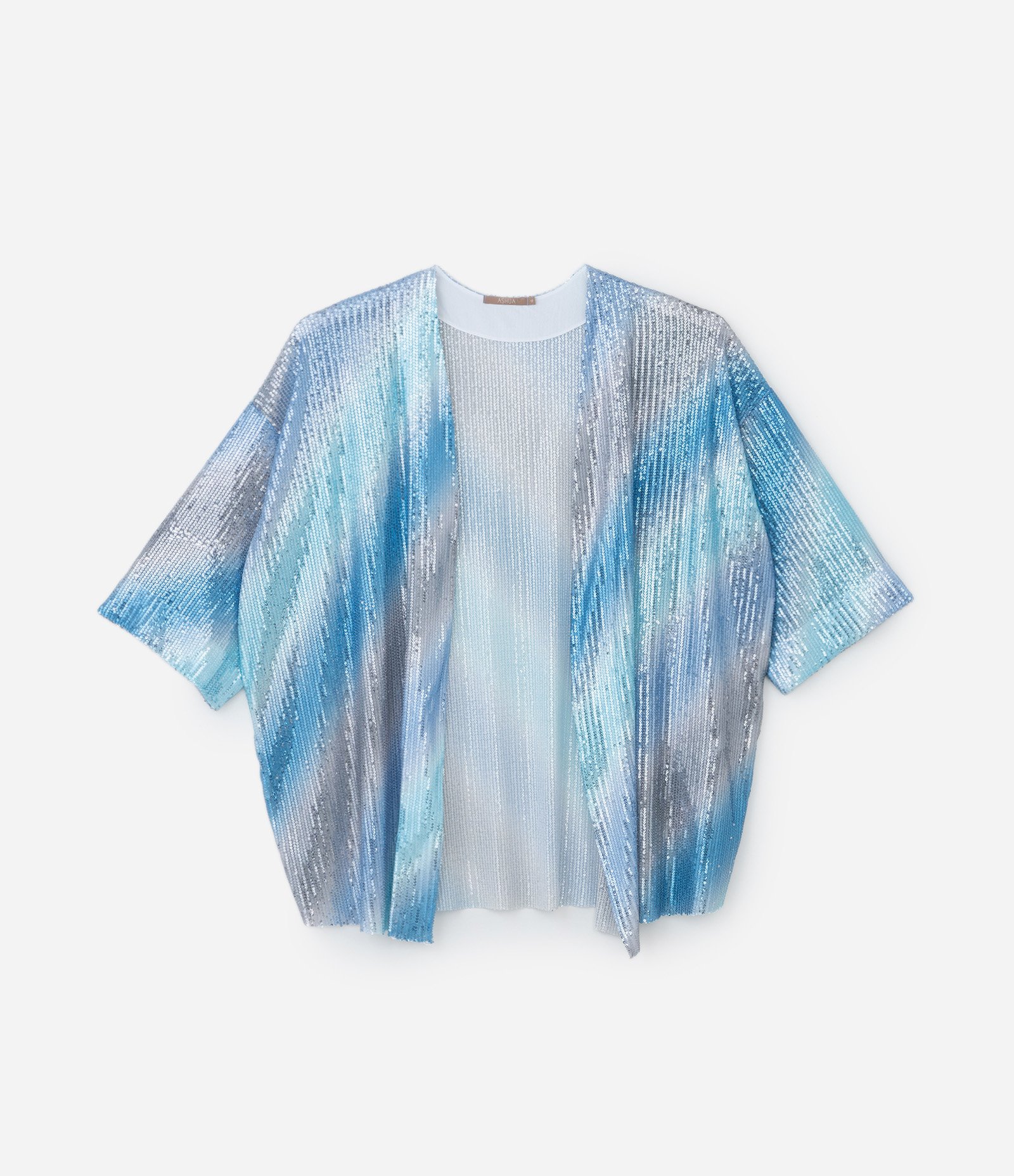 Kimono em Paetê com Listras Degradê Curve & Plus Size Azul 6