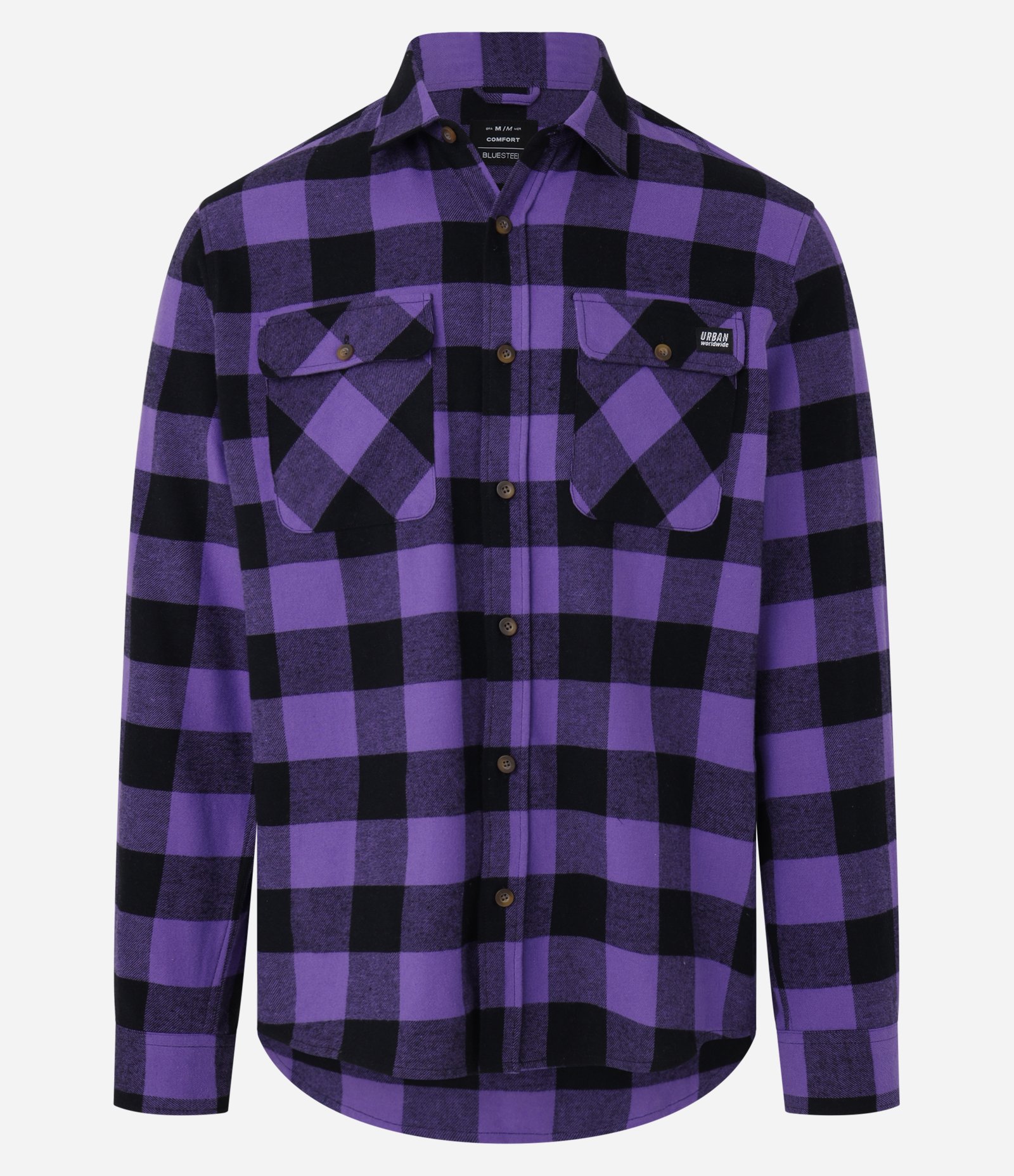Camisa Comfort com Estampa Xadrez e Bolsos Roxo 5