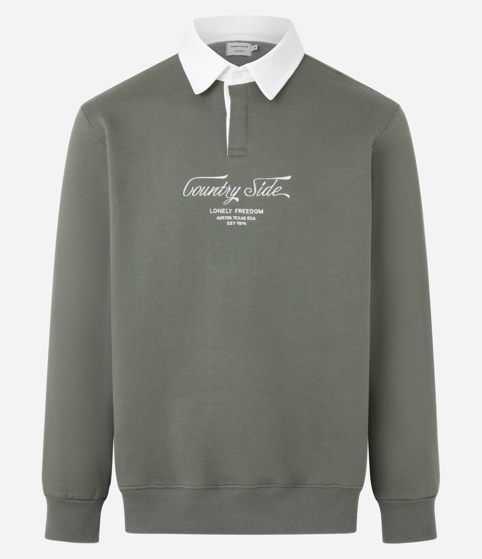 Moletom em Algodão com Gola Polo e Lettering Bordado Verde 7