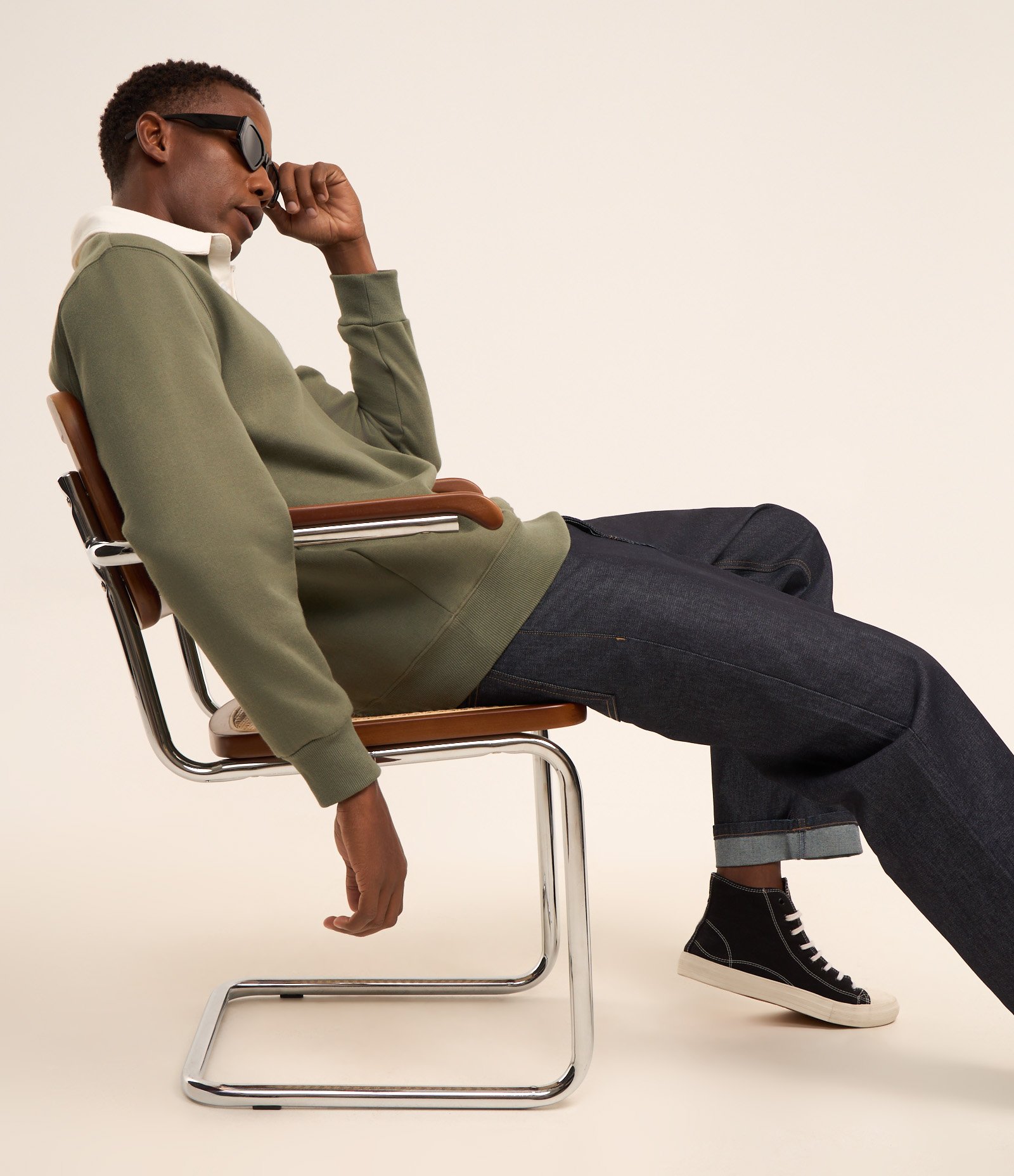 Moletom em Algodão com Gola Polo e Lettering Bordado Verde 3