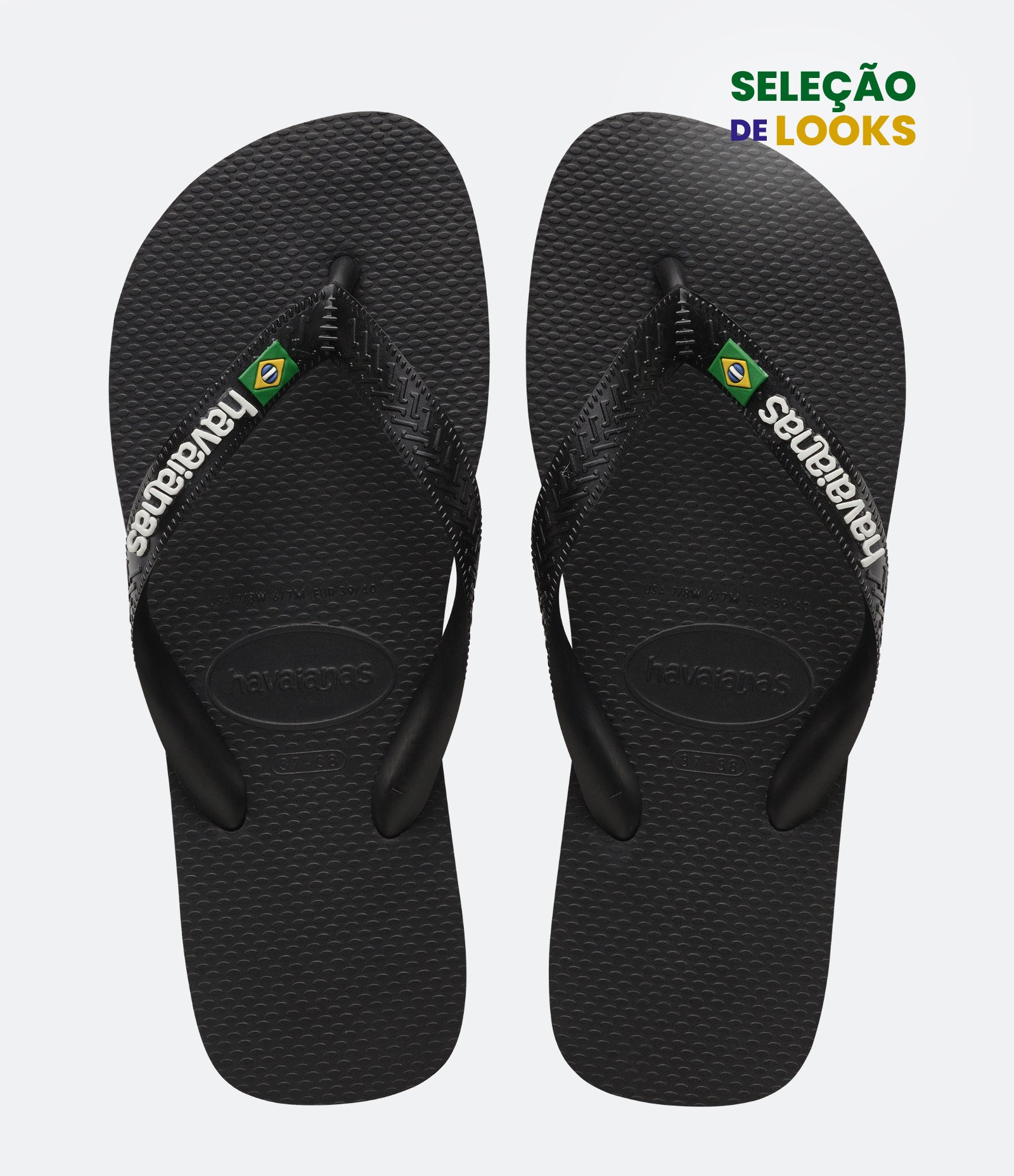 Chinelo Havaianas Tradicional com Bandeira do Brasil Preto 1