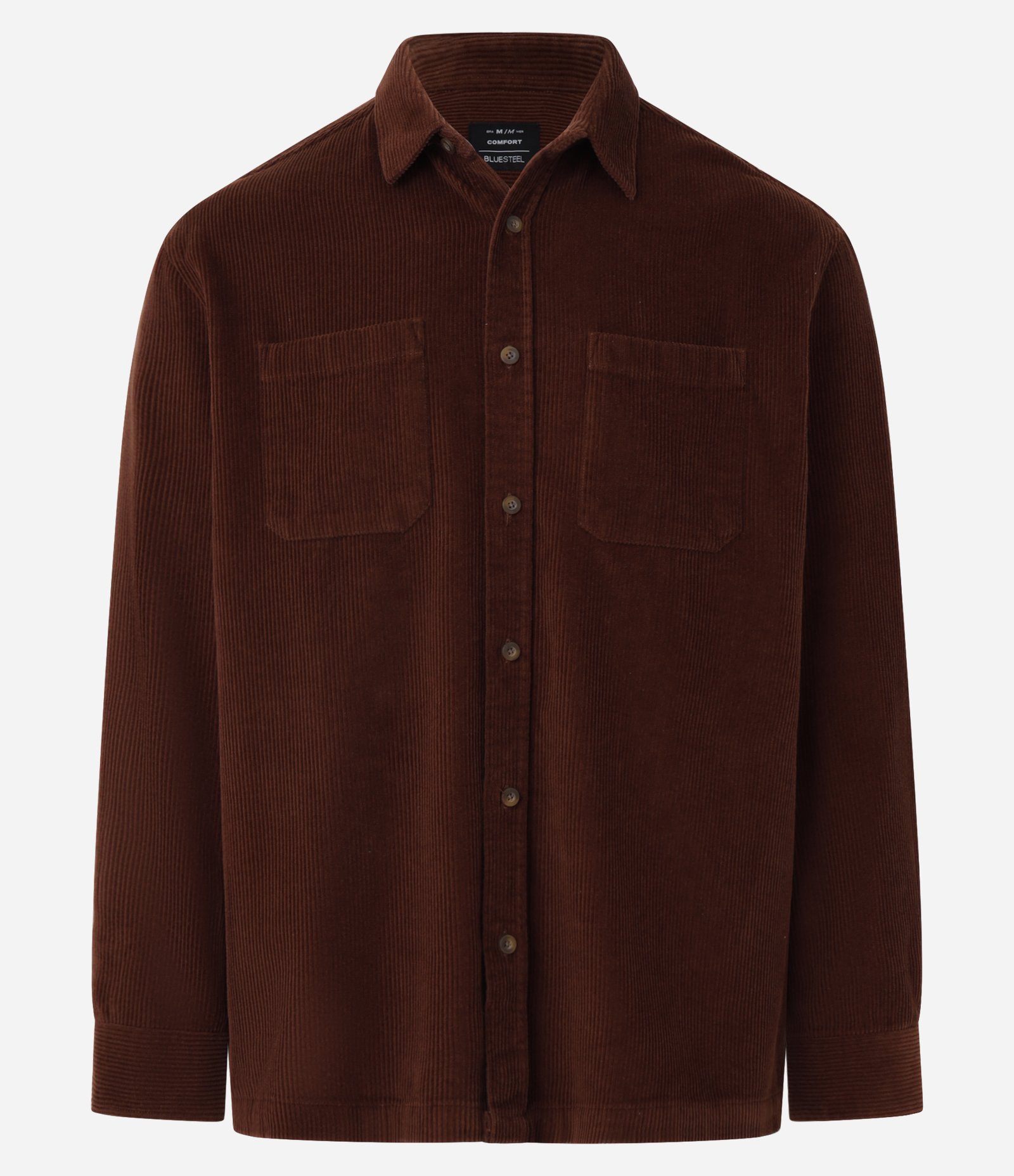 Camisa Comfort em Algodão com Textura Cotelê e Bolsos Marrom 4