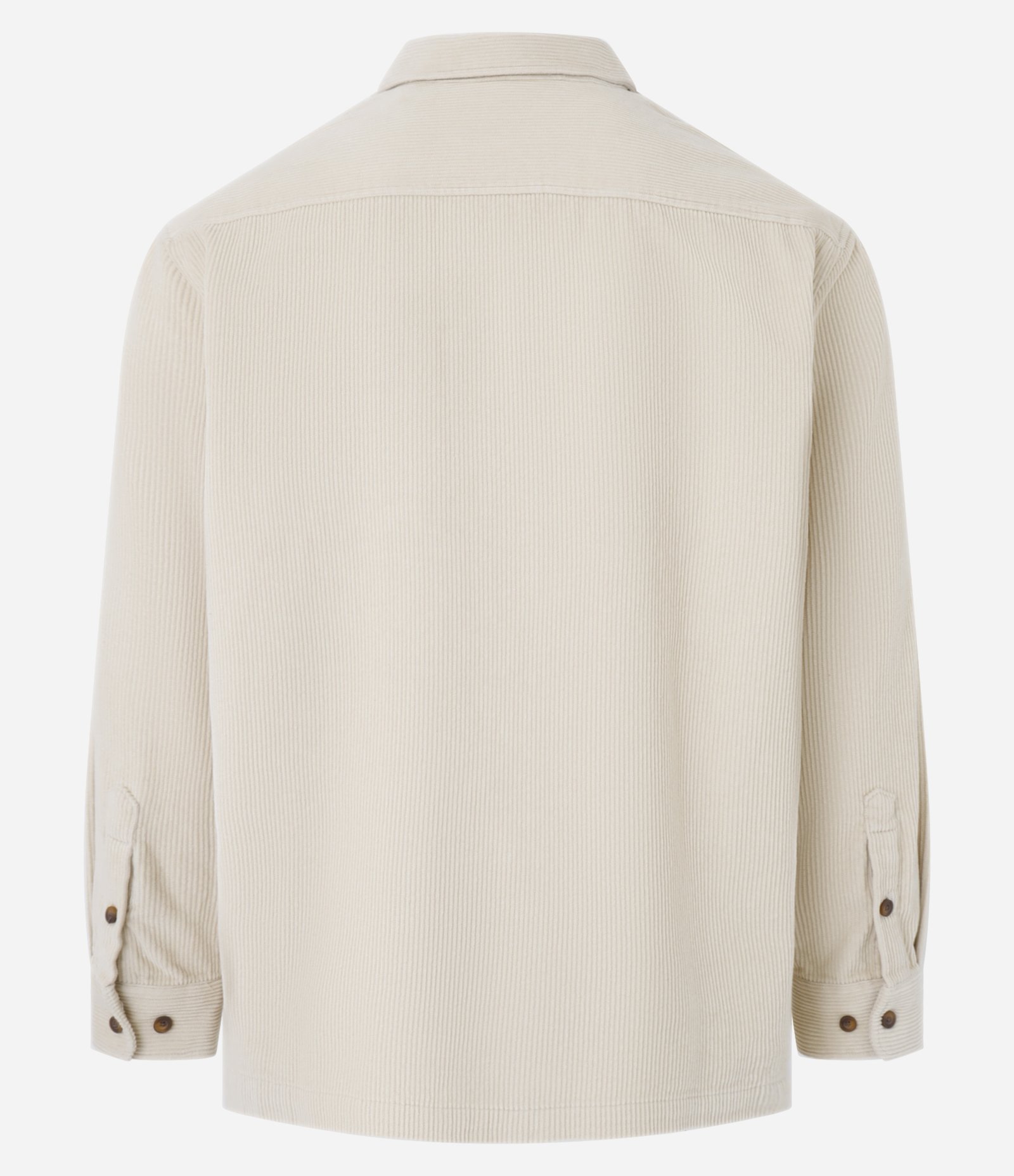 Camisa Comfort em Algodão com Textura Cotelê e Bolsos Bege Médio 7