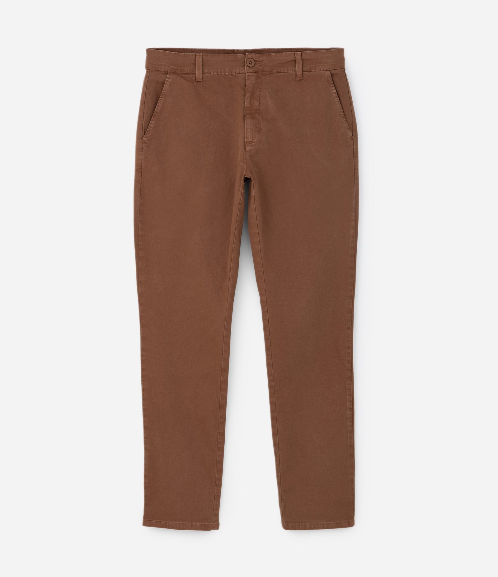 Calça Slim em Sarja com Lavagem Estonada Marrom 5