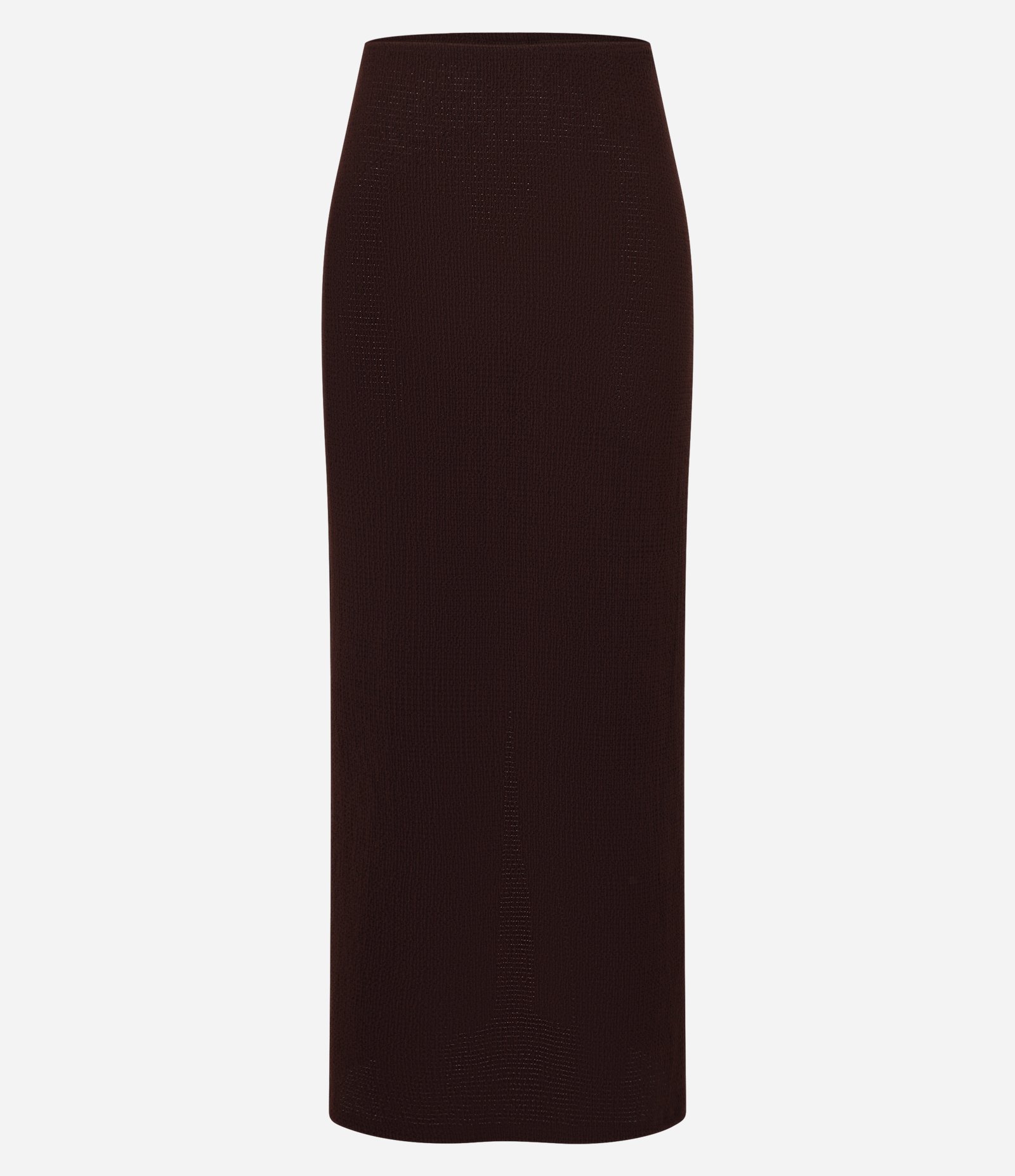 Saia Long Midi Texturizada com Fenda Marrom 6
