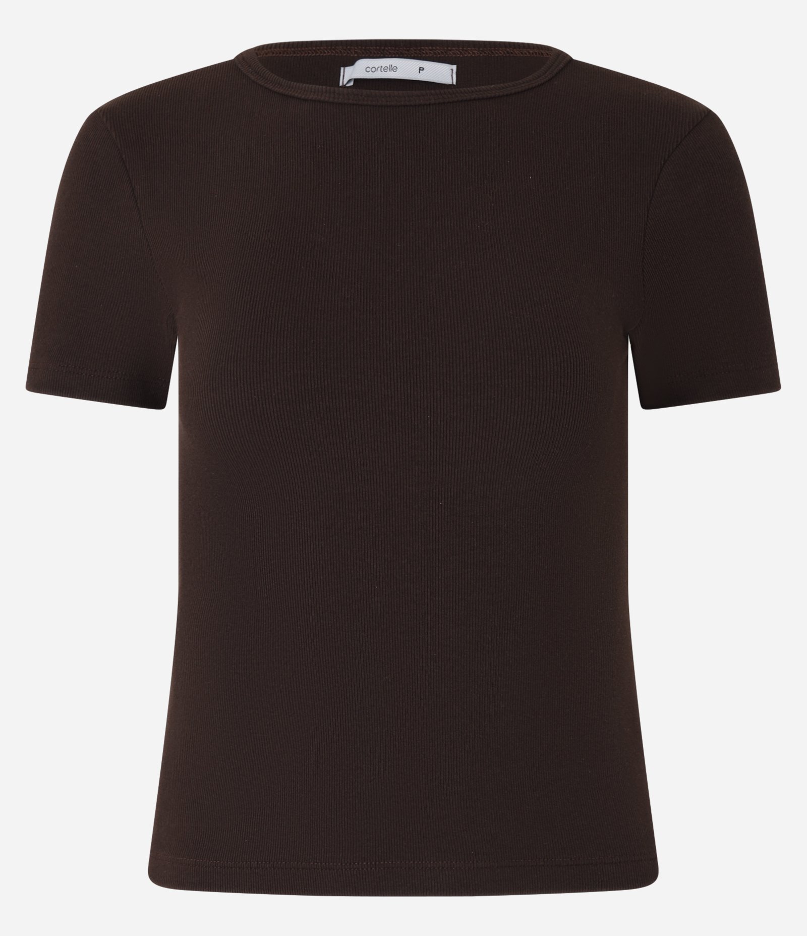 Blusa Básica Ajustada em Ribana com Gola Redonda Marrom 6