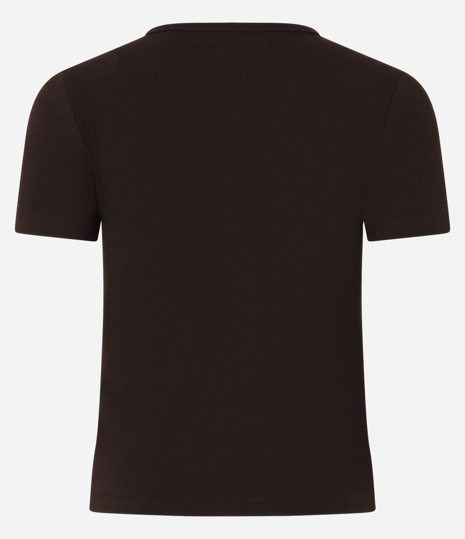 Blusa Básica Ajustada em Ribana com Gola Redonda Marrom 8