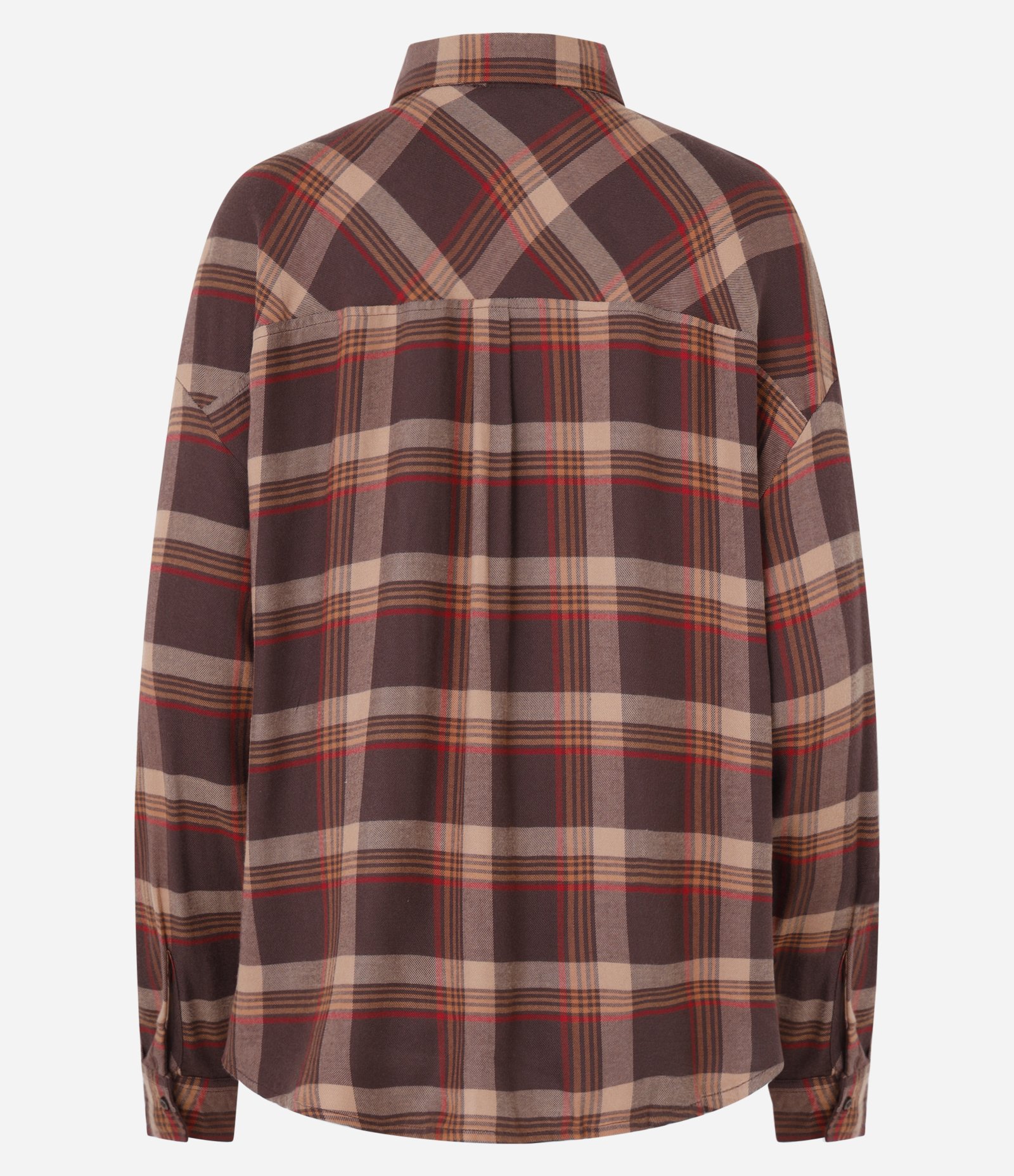 Camisa Oversized em Flanela Xadrez com Bolsinho Marrom 2