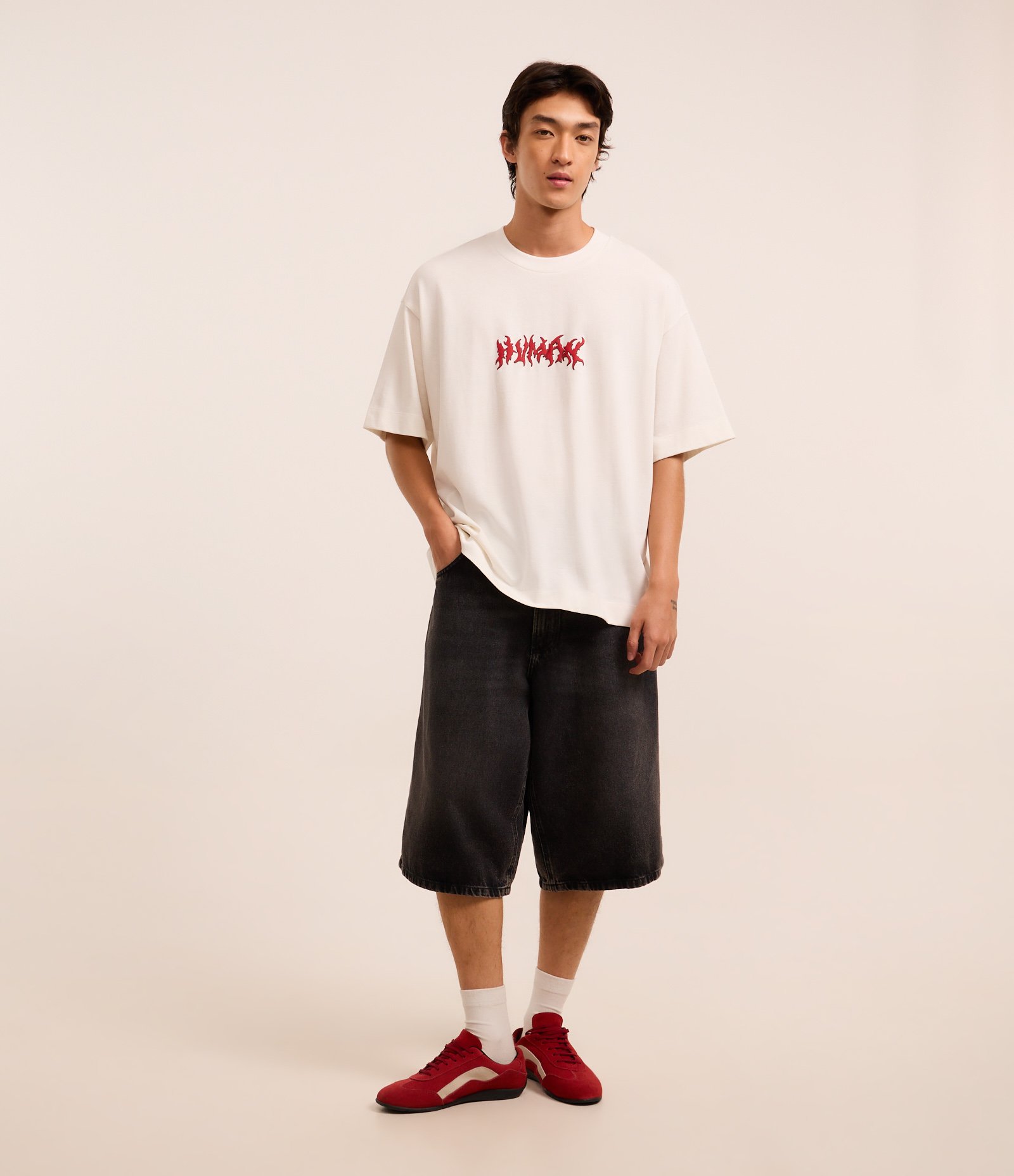 Camiseta Overboxy em Malhão com Estampa de Esqueleto Branco 3