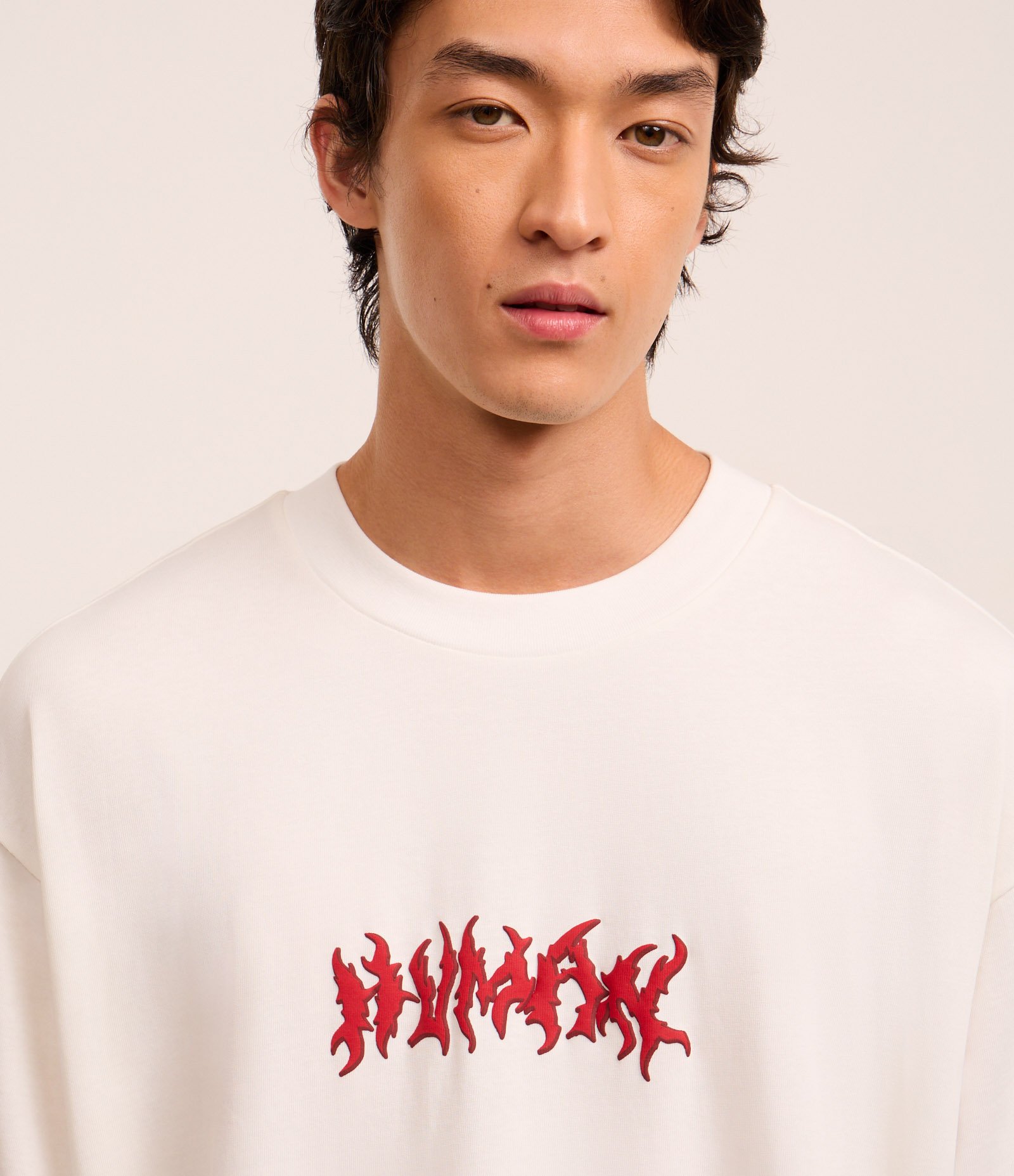 Camiseta Overboxy em Malhão com Estampa de Esqueleto Branco 4