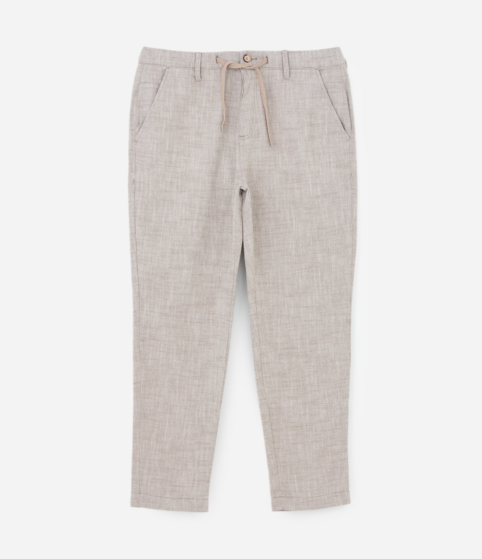 Calça Relaxed Oxford em Algodão Bege Médio 5